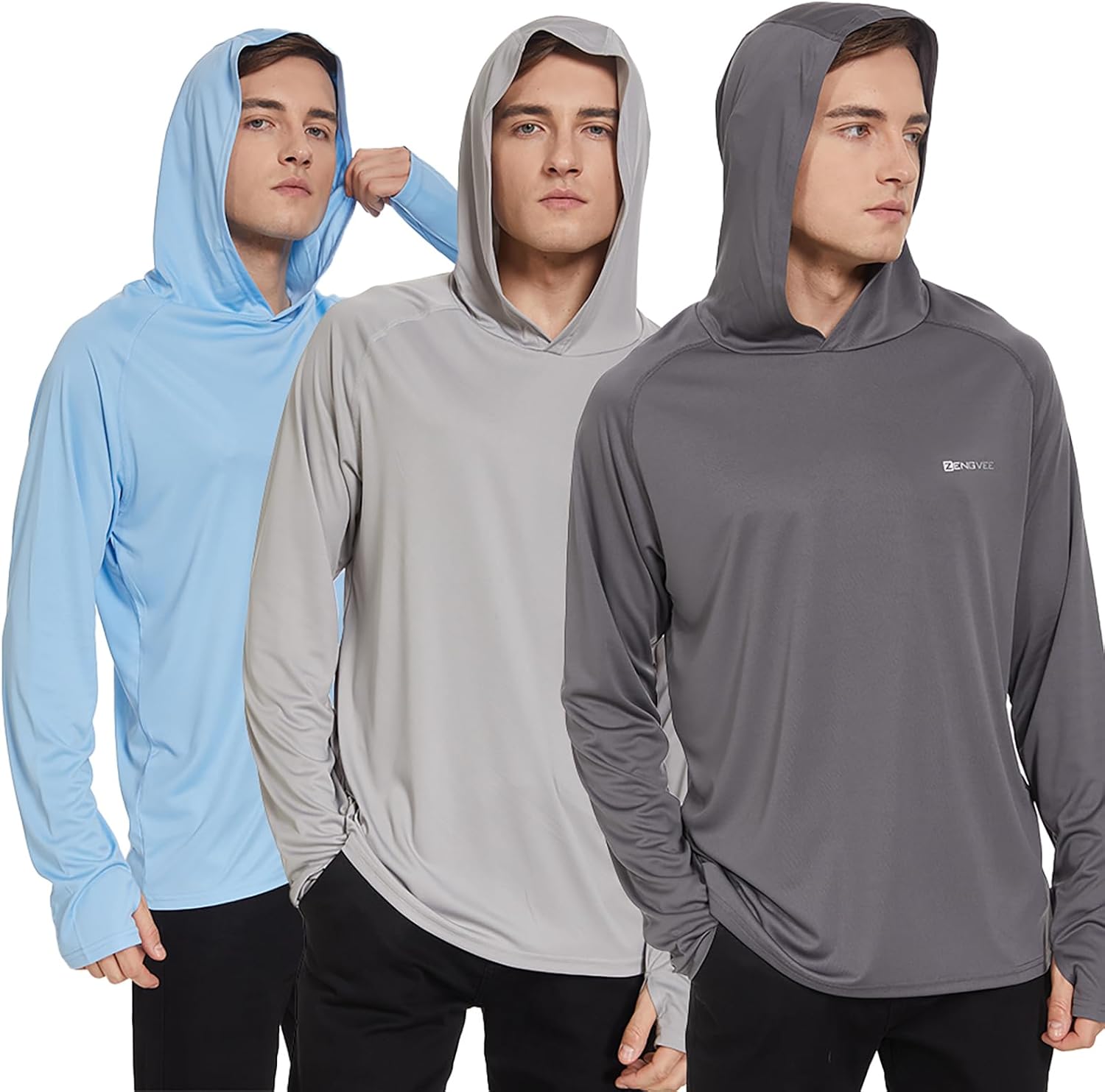UPF 50+ Fishing Shirts for Men Long Sleeve UV Sun Protection Hoodie with Mask/Non-Mask Outdoor Hiking Shirts