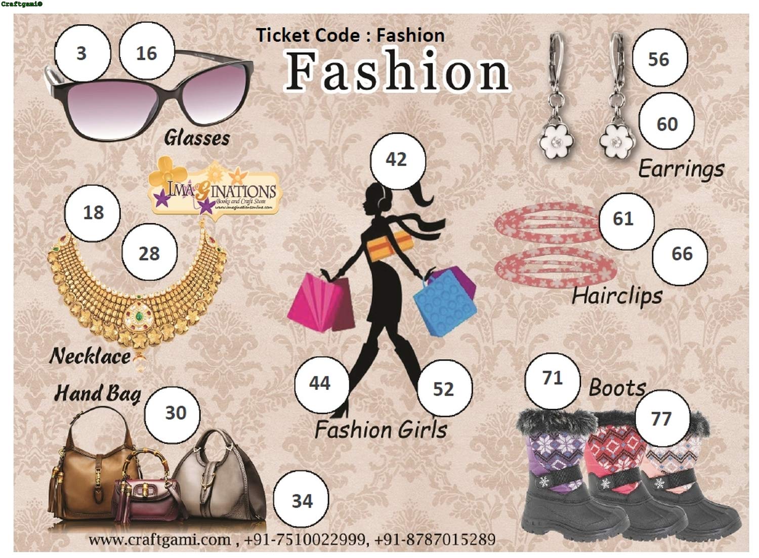 Craftgami - Fashion Girls Tambola Tickets - Housie Tickets (24 Tickets)