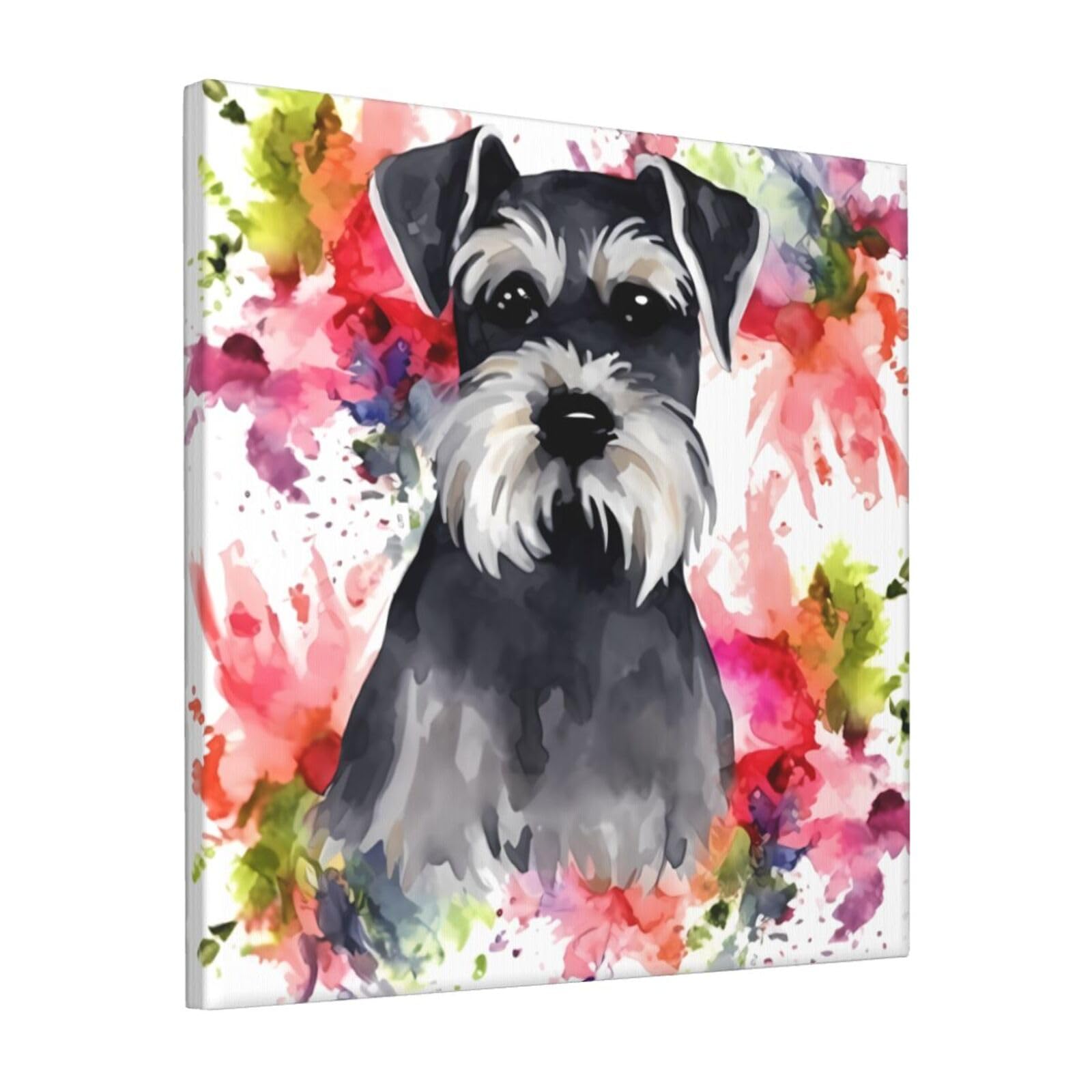 KLOPH Schnauzer Canvas Wall Art for Living Room 12"x12" Modern Artwork Painting for Bathroom Hanging Canvas Prints Aesthetic Wallart for Bedroom Kitchen Office Wall Decor