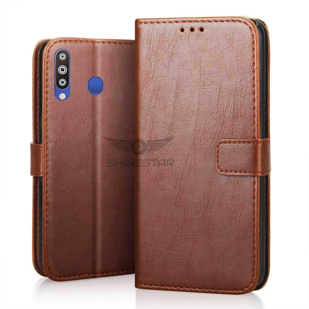 SHINESTAR Samsung M30 Flip Cover | PU Leather Flip Cover Wallet Case with TPU Silicone Back Case Cover for Samsung Galaxy M30 - (Classic Brown) (B07TN23HP1) Amazon Price History, Amazon Price Tracker