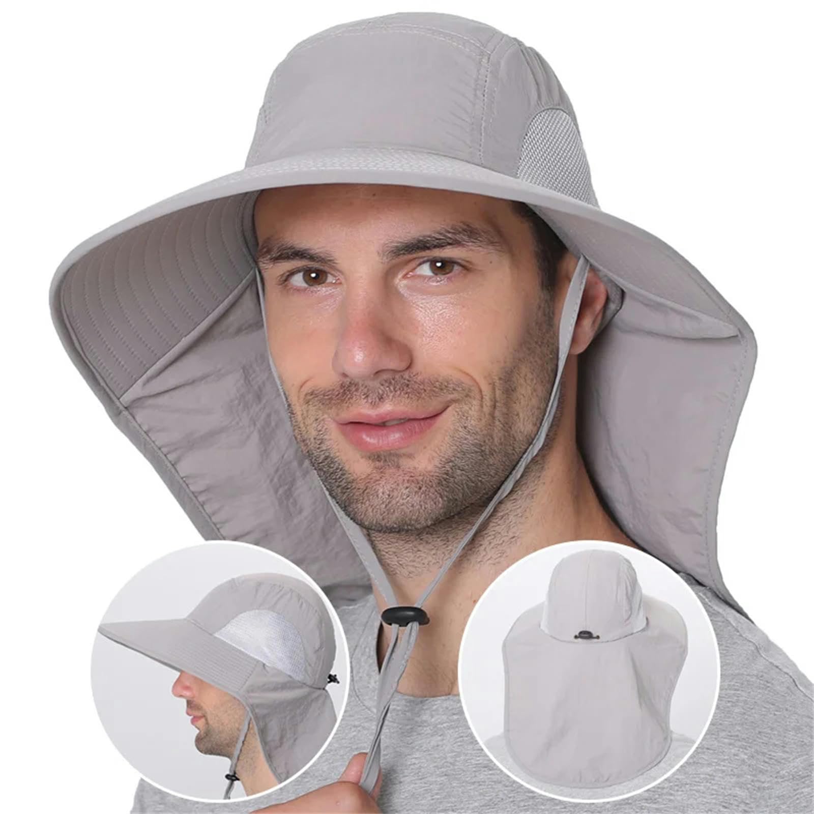 Kapelusz typu bucket z szerokim rondem czapki baseballowe dla kobiet i mężczyzn chłodząca czapka na szyję do wędrówek wędkarskich czapka outdoorowa z klapką