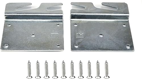 Miniatura 6 de Mcredy 4 placas de gancho universales de madera resistentes para soporte de marco, cabecero, estribo, piezas de repuesto, tornillos incluidos