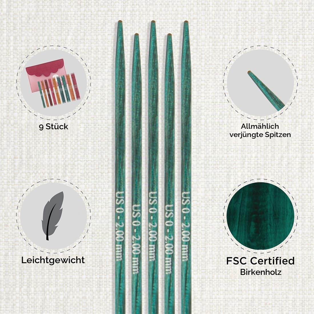 KnitPro Dreamz Deluxe Nadelspiel-Set 6" (15 cm) | 9 Größen (2 mm bis 4 mm)