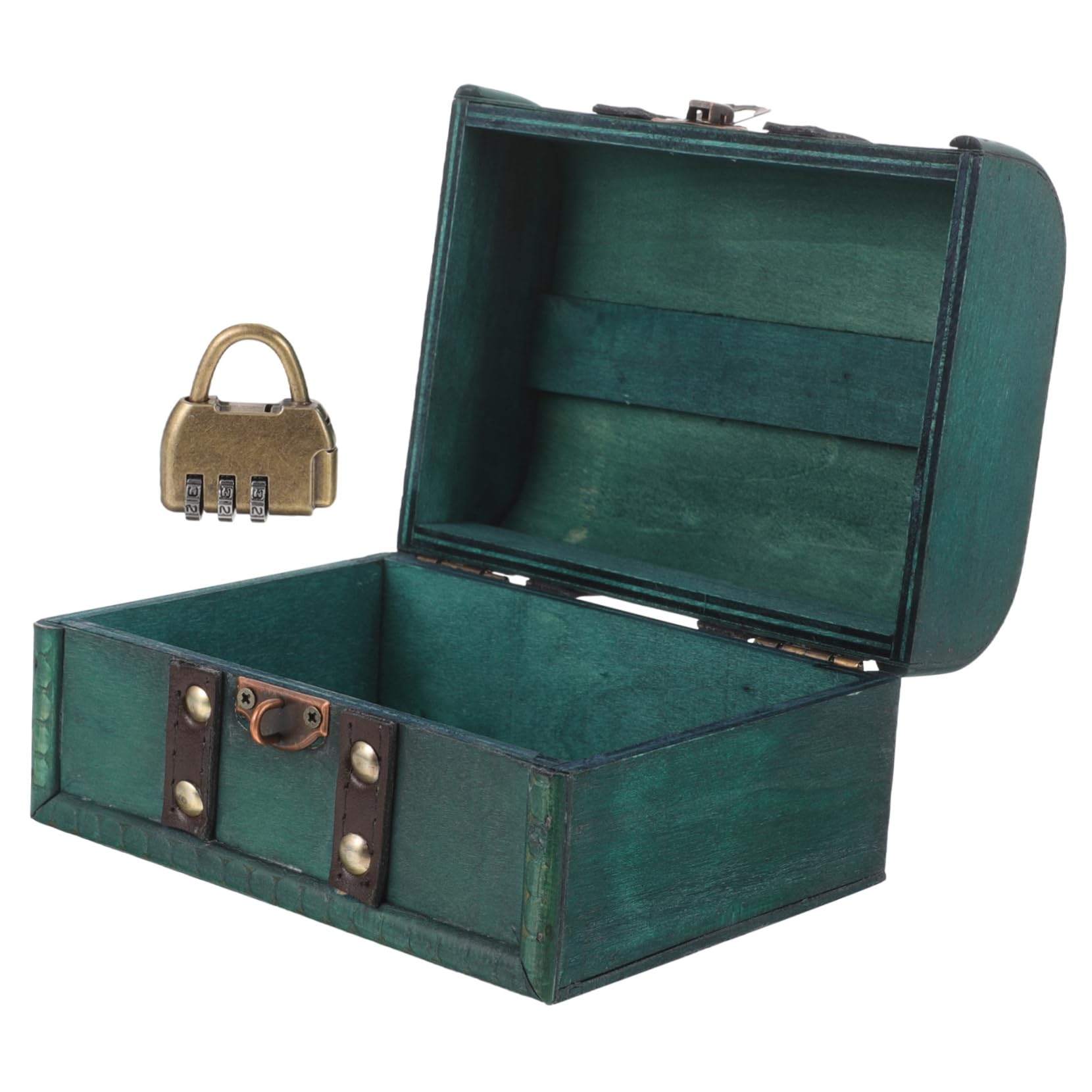 Ipetboom Box Wooden Jewelry Box Key Lockable Vintage Storage Treasure Oriental Decor Jewelry Chest Jewelry Organizer with Lock Metal