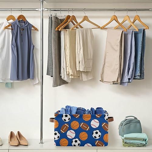 Miniatura 4 de Cesta de almacenamiento rectangular  Caja de almacenamiento plegable para deportes de fútbol, béisbol, baloncesto, fútbol, fútbol, fútbol, con asas