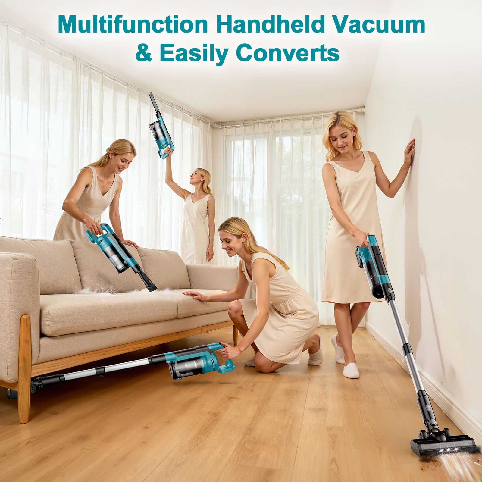 700W/60KPa/70Mins Aspirateur Balai sans Fil Puissant avec 2*4,0Ah Batteries Amovible, avec Rechargeable Support Mural, Brosse Anti-Enchevêtrement, Écran LED, pour Sols Durs/Animaux/Voiture
