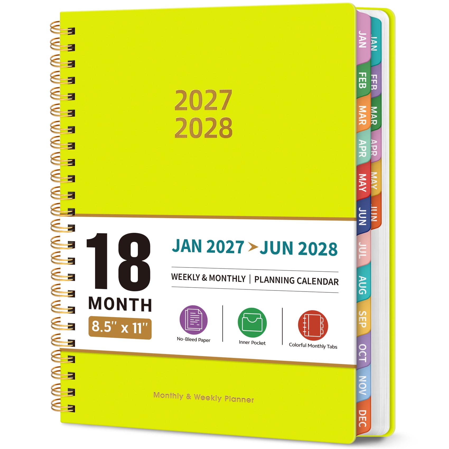 Taja Planificateur de janvier 2027 à juin 2028, 18 mois, mensuel et