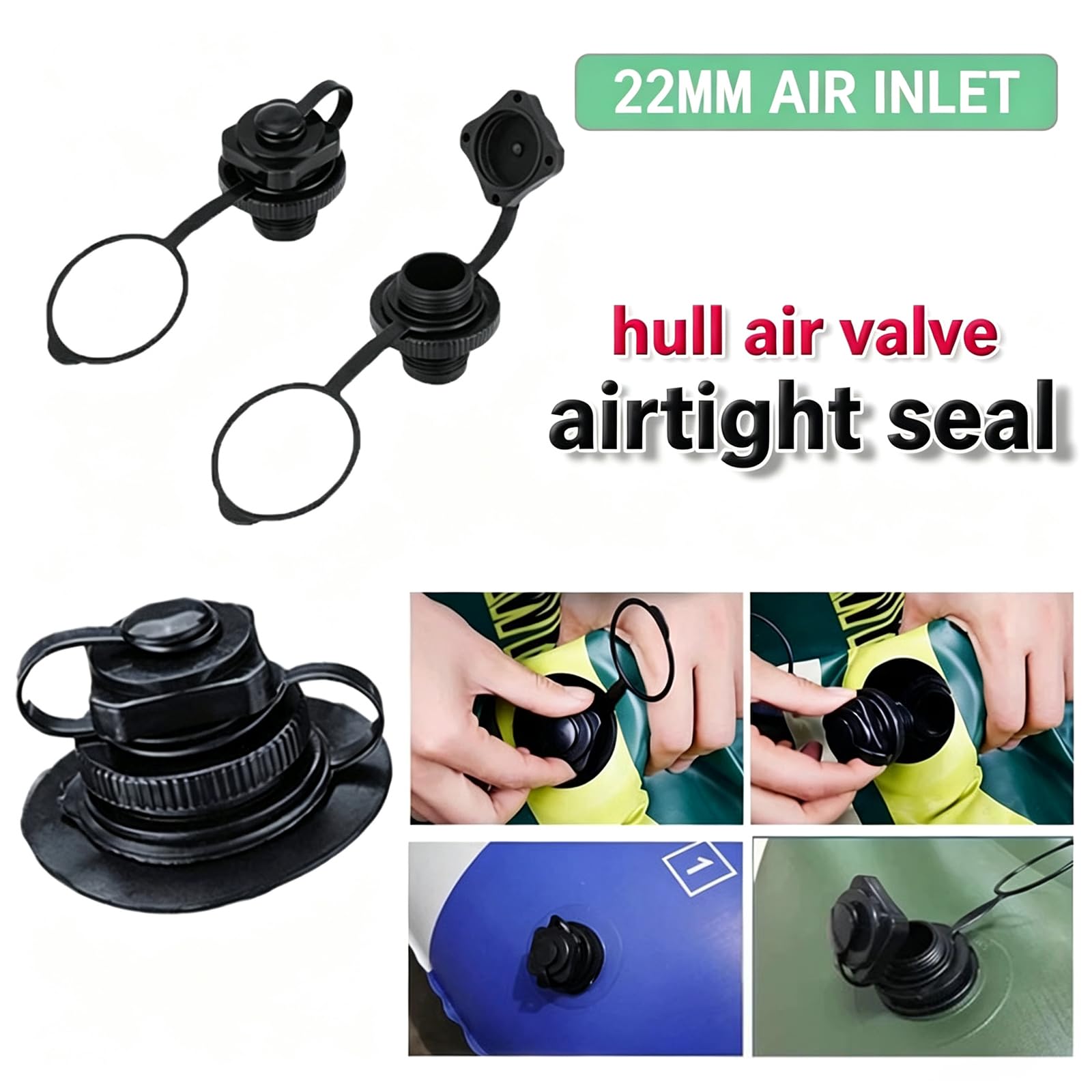 3 Stücke Schlauchboot Ventil Kajak Ventil Aufblasbare Luftventil,Ersatz Schraube Luftventil für Luftbett,Fischerboote,Floß Pool