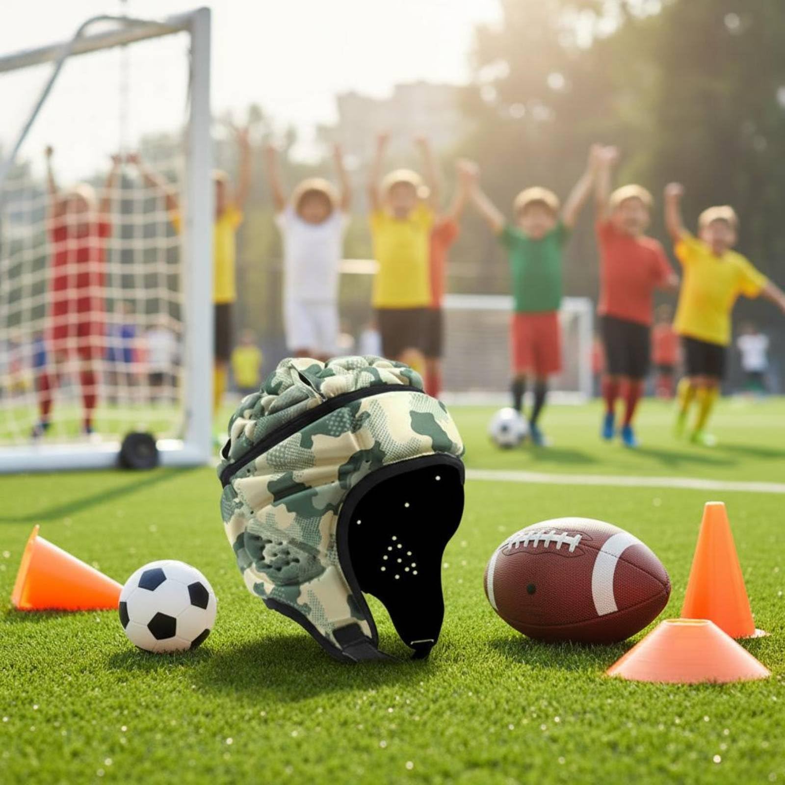 predolo Casco Morbido da Football, Vestibilità Regolabile, Casco Imbottito Antiurto Leggero, Caschetto da Rugby per Portieri