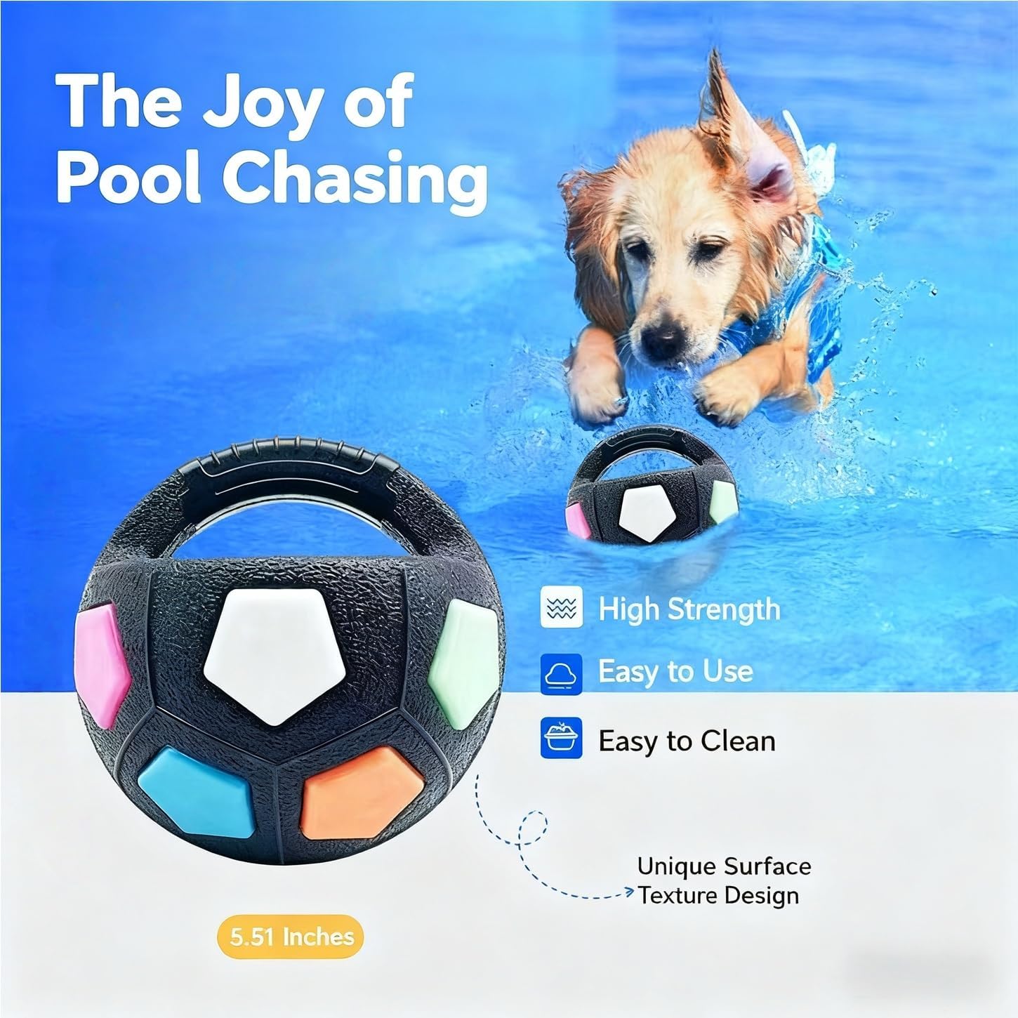 The Mellow Dog Calming Ball with Handle,Squeaky Dog Toy,Interactive Toss,Dogs Football Toy for Water Play,Training & Outdoor Games(Without Squeaky Tennis Ball Inside) (Black)