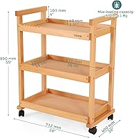Vista 2 de VISWIN Organizador de carrito de arte, organizador de almacenamiento de suministros de arte de madera de haya maciza con ruedas giratorias, carrito