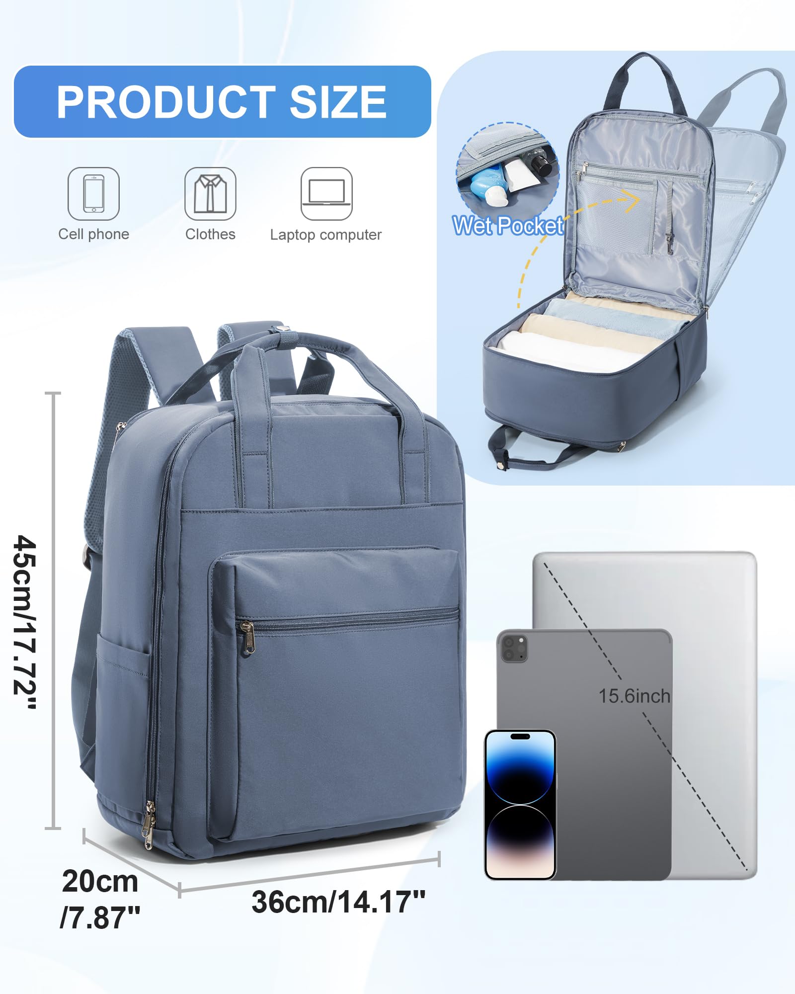 SZLX Zaino Ryanair 40x30x20 Sottovuoto con Pompa Zaino Ryanair 40x20x25 Donna Zaino da Viaggio Wizzair Bagaglio a Mano Uomo per Laptop da 14 Pollici Borse da Cabina 45x36x20 Easyjet con Porta Scarpe