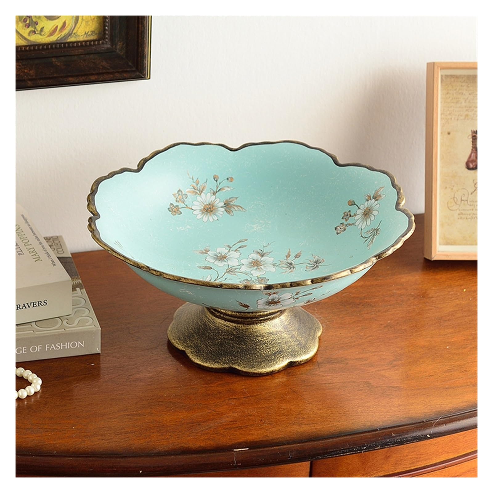 HPTHLY Fruit Plate Standing Fruit Display Tray Home Ceramics Candy Snack Tray Living Tableware Bread Plate Food Container Snack Plate Decoration Fruit Bowl (F)
