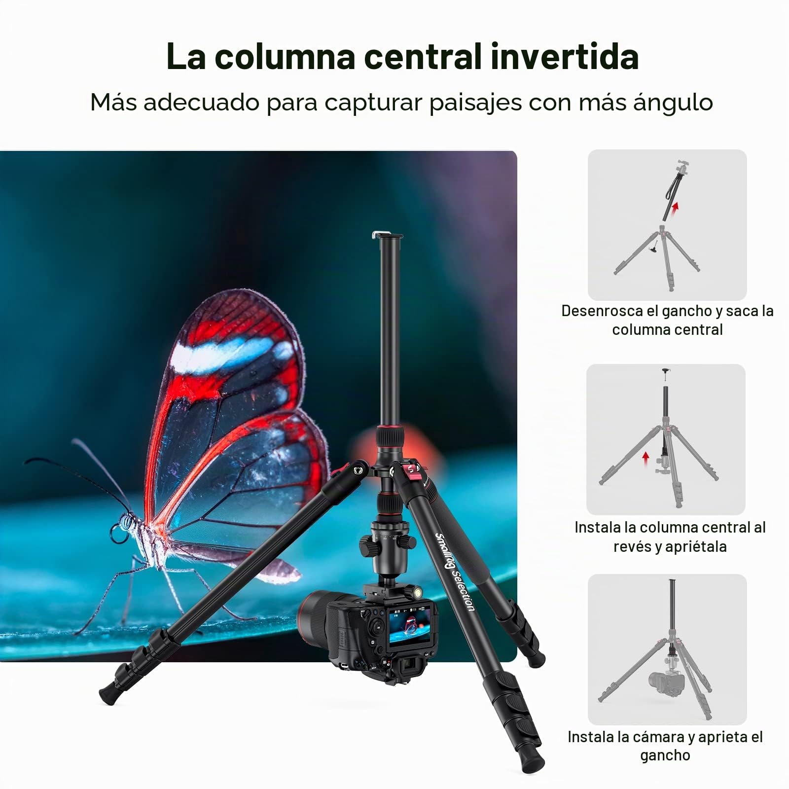 SMALLRIG Trípode para Cámara de 68", Trípode y Monopié de Aluminio Plegable, Compatible con Cabezal de Video de 1/4"-20 y 3/8"-16, Carga de 33 LB, Altura Ajustable de 19.7" a 67.7" - 3983