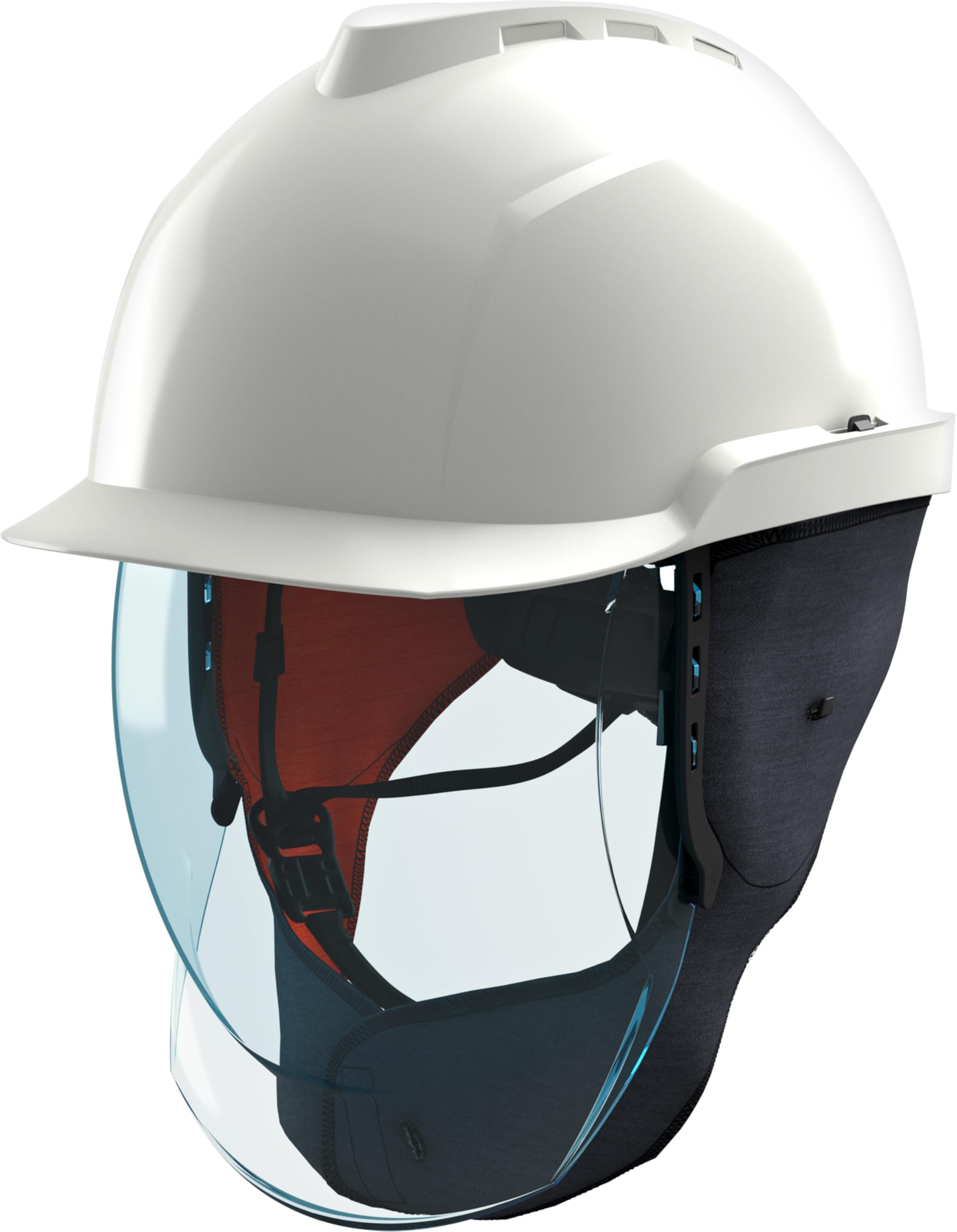 MSA V-Gard 950 Elektriker-Set - unbelüfteter Schutzhelm mit Störlichtbogen-Visier (Klasse 2) - Helm mit Hals- und Ohrklappen