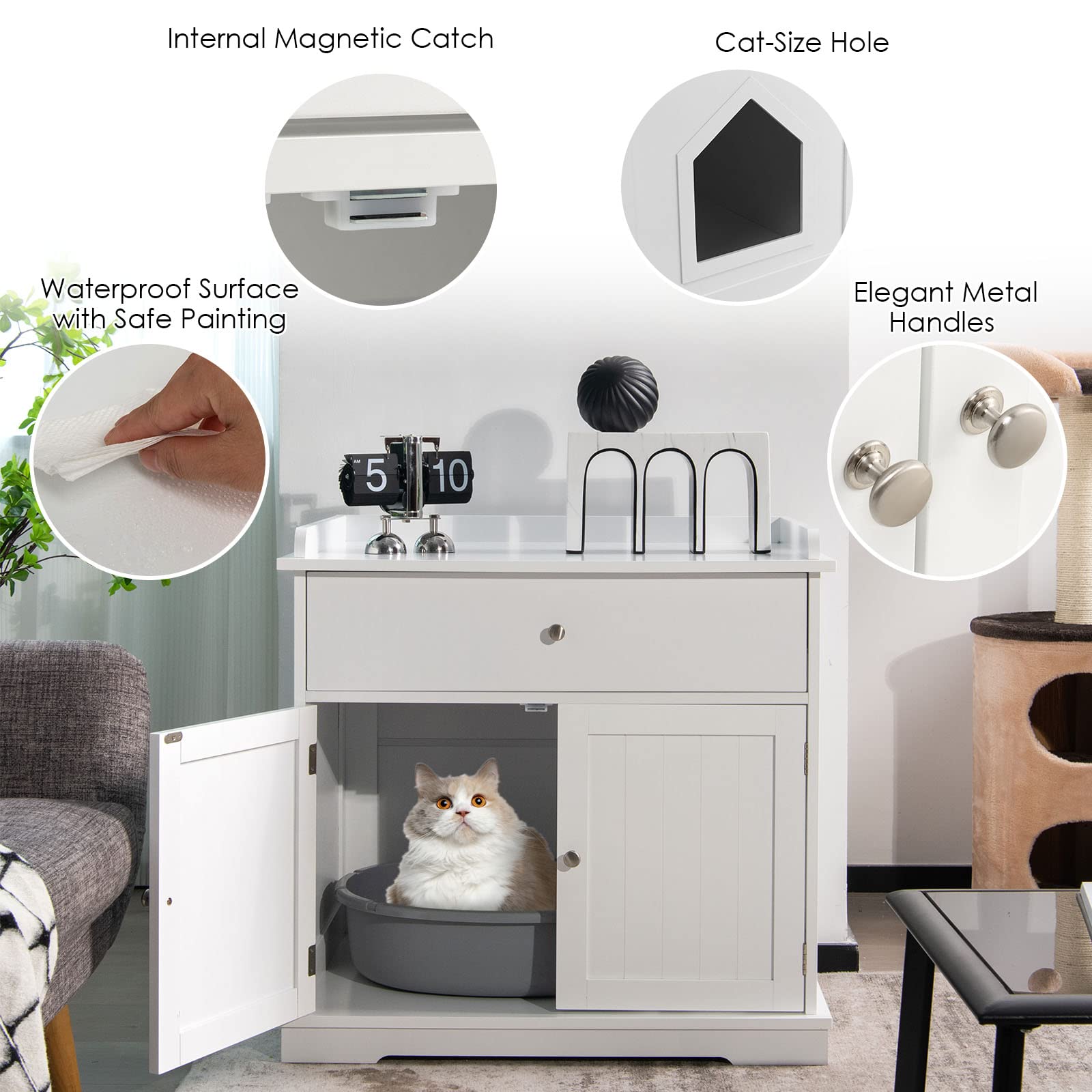 Kitty Litter FUFU&GAGA Cat Litter Box Enclosure For Cats, Modern