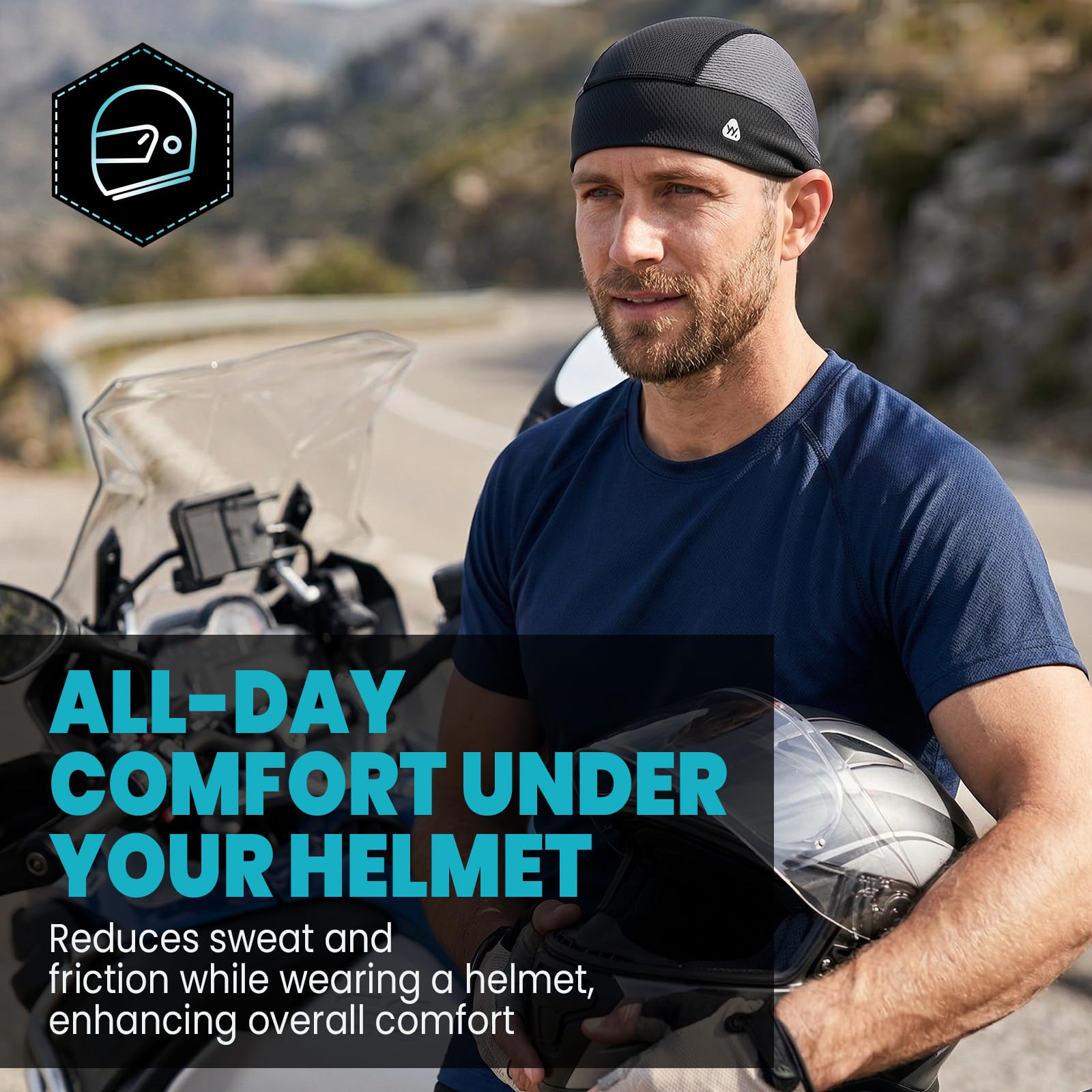YANIKY Cappucci rinfrescanti per uomo, in rete traspirante, per casco, sport, con teschio, per donne, cappellini per il sudore, leggeri, per ciclismo
