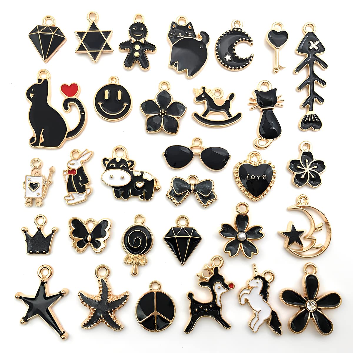 Metal Palay 30Pcs Enamel Charms For Jewellery Making Assorted Gold Plated Charms Pendants Bracelet Charms Kit For Diy Earrings Necklace Jewelry Making And Crafting Accessories