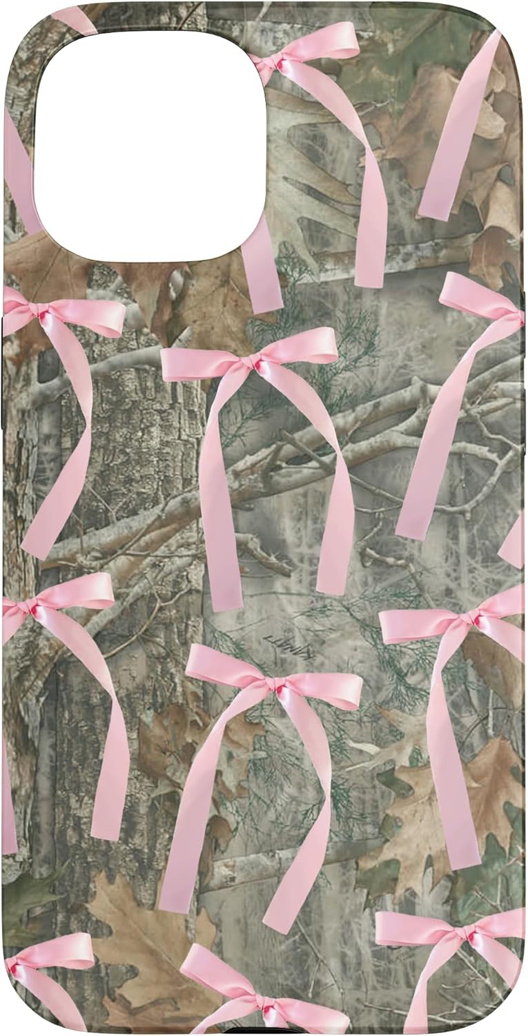 Aesthetic Camo Pink Bow And Ribbon Hunting Girl Women Case for iPhone 15 Pro Max