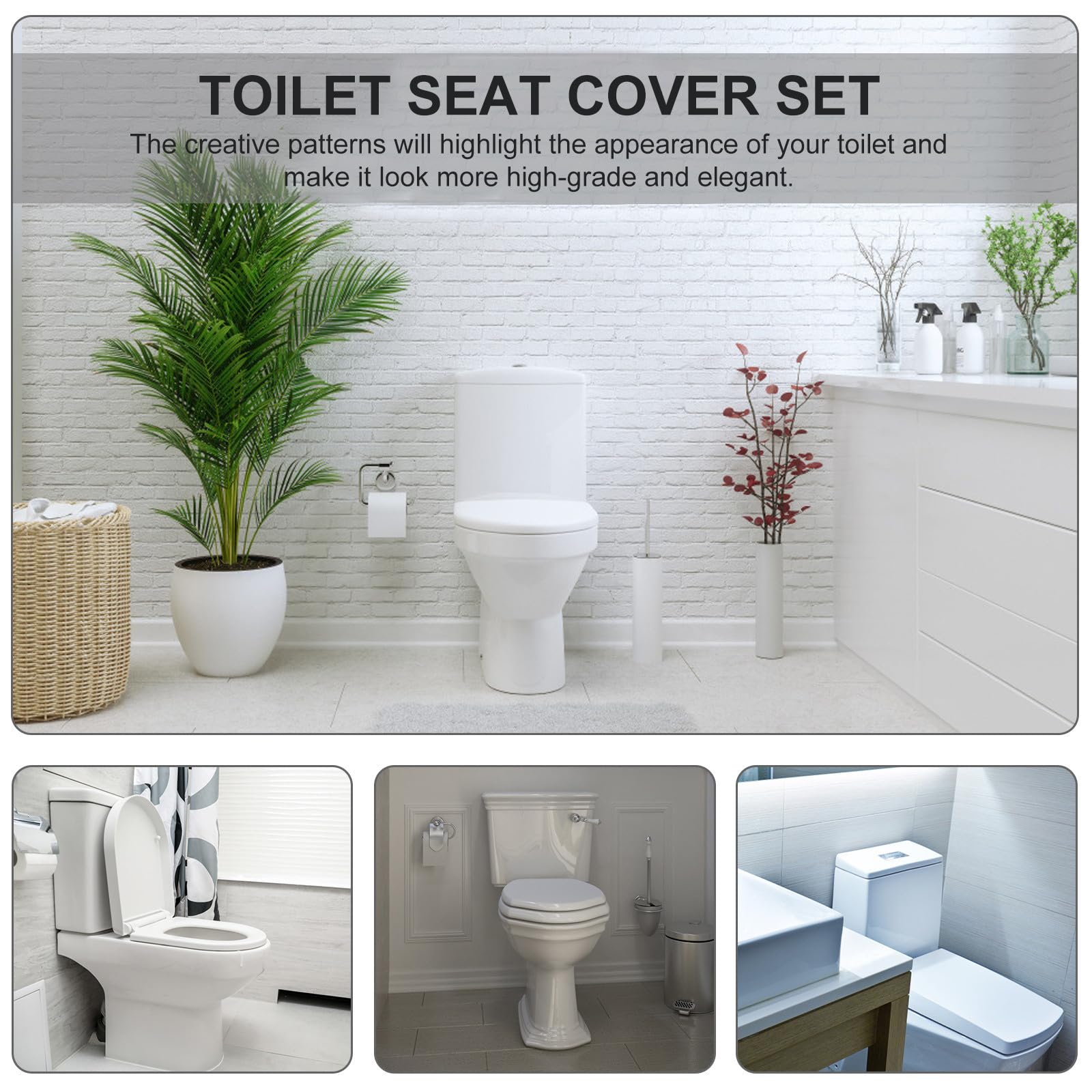BESPORTBLE Set Antiscivolo Decorazione Foglie 3 Pezzi Stile Retrò Tappeti Bagno Materiale Poliestere Morbido e Confortevole per Bagno Domestico Elegante