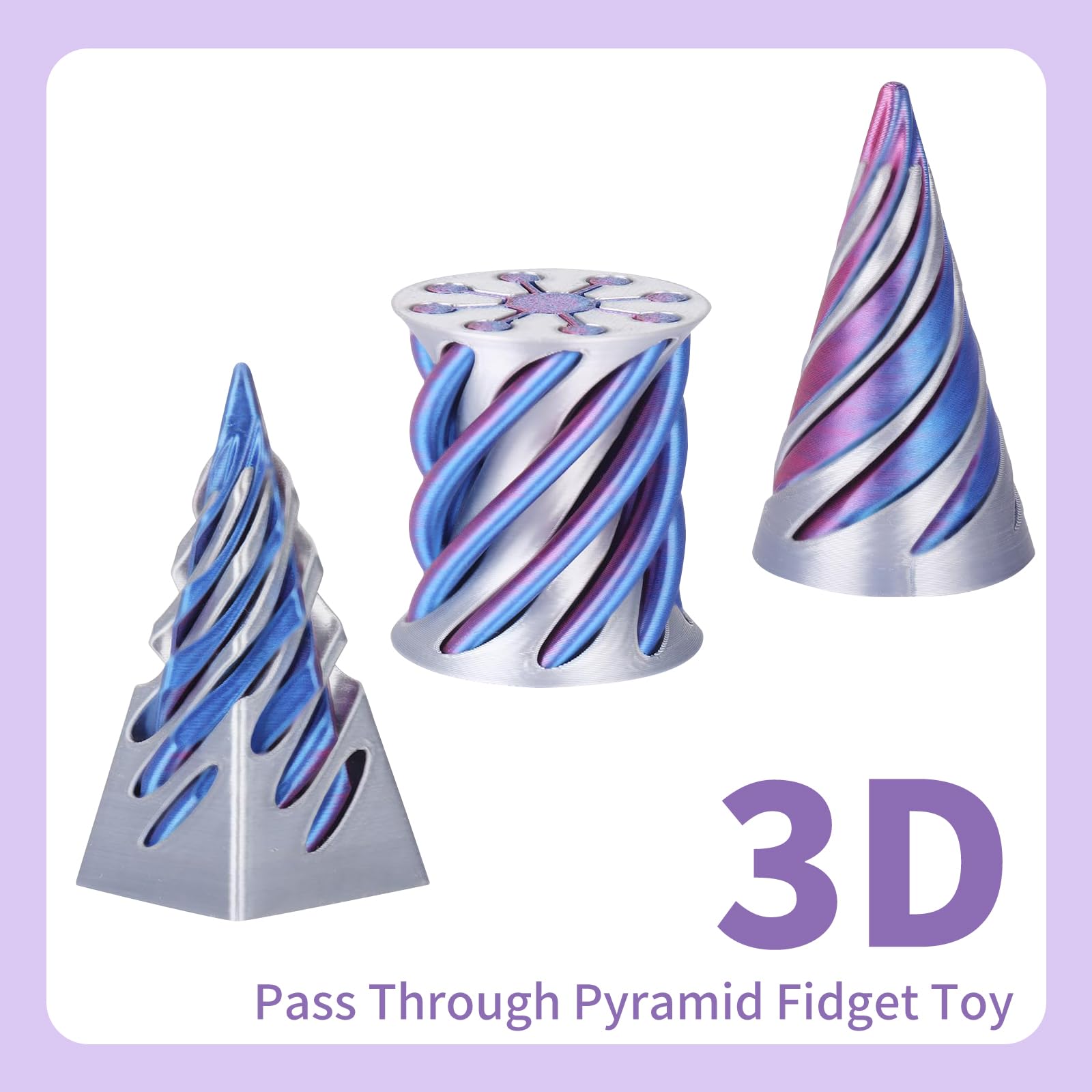 Spiral Cone Fidget Toy, 3Pcs 3D Printed Fidget Toy Optical Illusion Set, Impossible Cone Puzzle Stress Reliever - Image 4