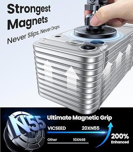 Miniatura 2 de VICSEED Soporte magnético para teléfono MagSafe para automóvil 2025 para ventilación de automóvil, soporte de ventilación de imán de estudio Negro