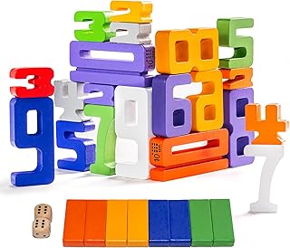Domaxarts Large 30 Pcs Wooden Number Building Blokcs，Large Digit Blocks for Kids，Friends of 10 Blocks，Educational Tool Number Blocks for Kids 3+ Year Olds，Toys for Learning Math and Working on Balance