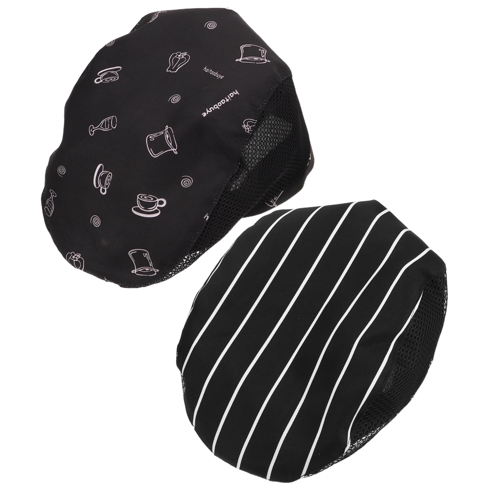 OFFSCH 2pcs Breathable Chef Hats for Men Women Cotton Cooking Caps for Food Service Restaurants Cafes and Home Kitchens Professional Hair Protection Comfort Black