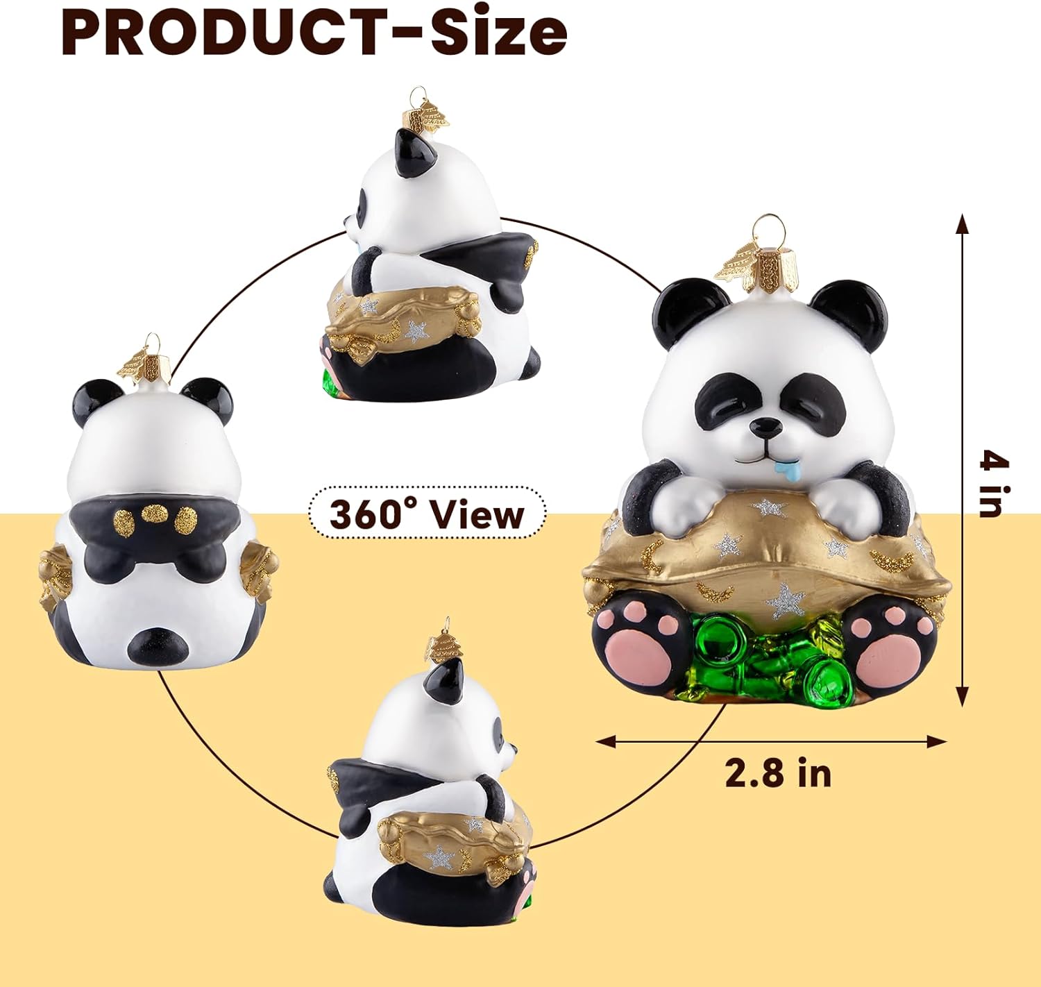 Panda Christmas Tree Ornaments, Handmade Glass Blown Ornaments for Tree, Panda Watcher Collection Figurines Hanging Ornament, Christmas Decorations for Panda Lovers Birthday Party Home Gifts - Image 2