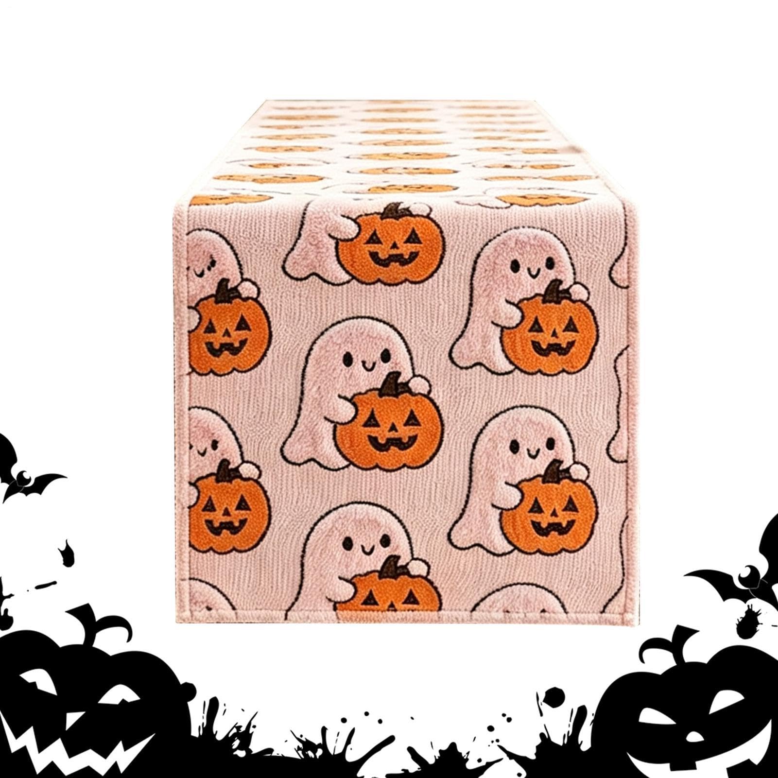 Mantel de mesa Halloween antideslizante con calabazas y fantasmas para cenas en comedor y cocina