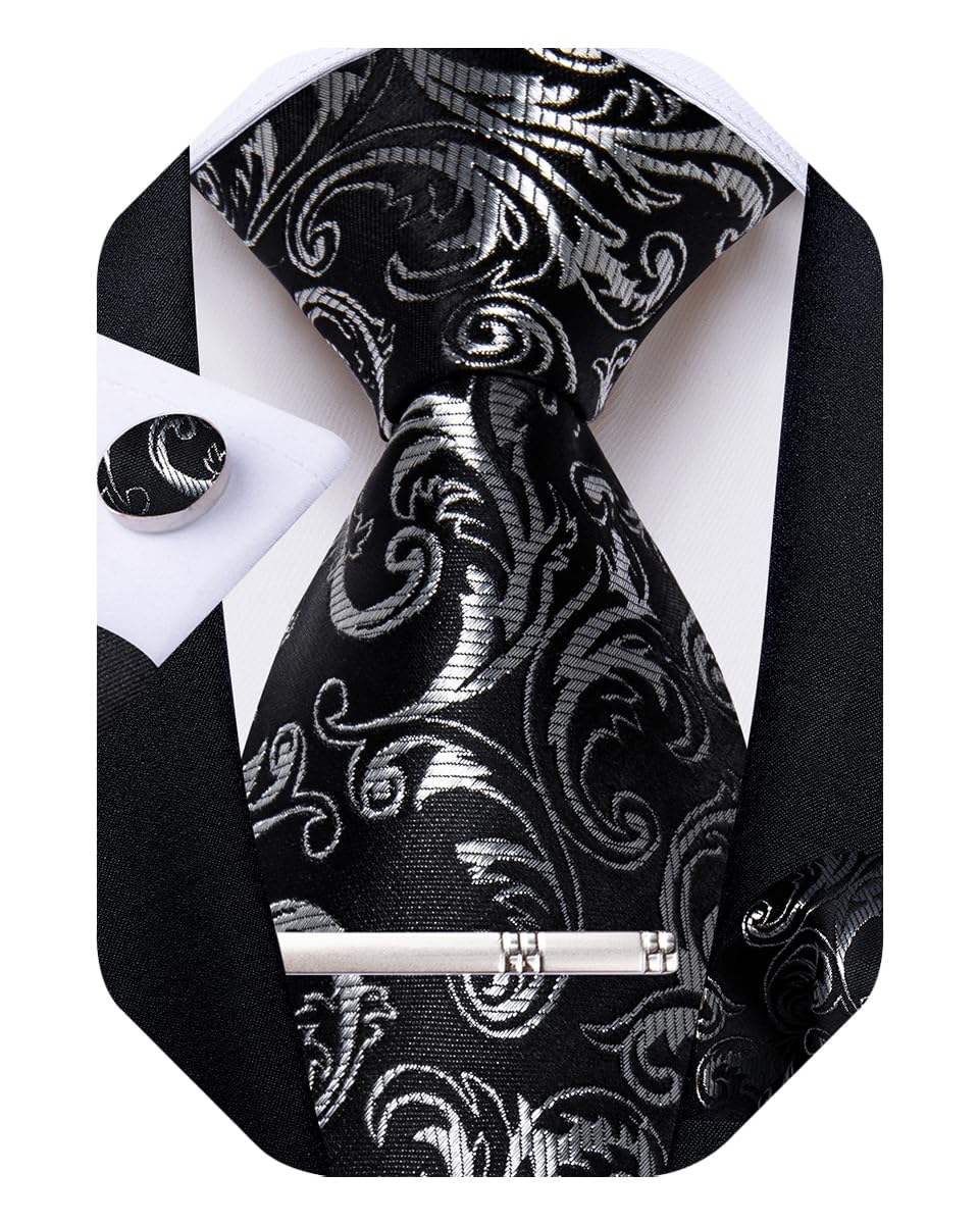 DiBanGu Silk Floral Ties for Men Woven Paisley Necktie