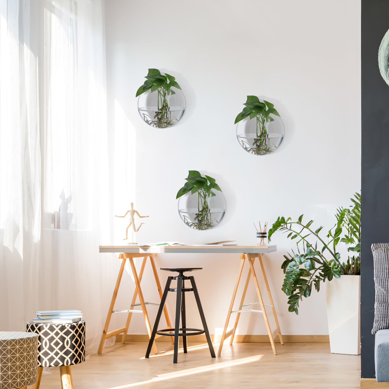TOYANDONA 8 Hängendes Wand Terrarium aus Glas, Klar, Rund