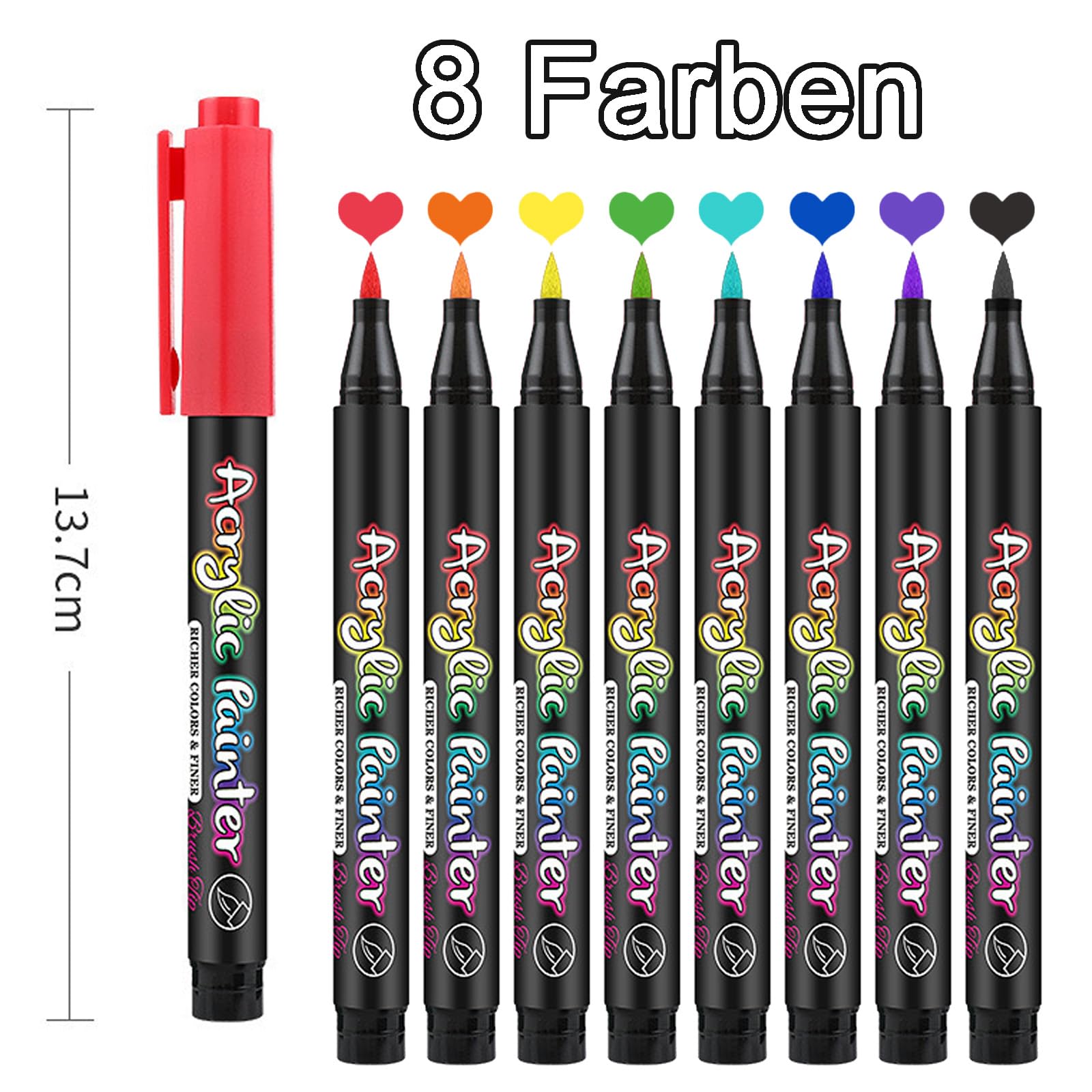 8 Farben Porzellanstifte Spülmaschinenfest - Keramik Malstifte Set