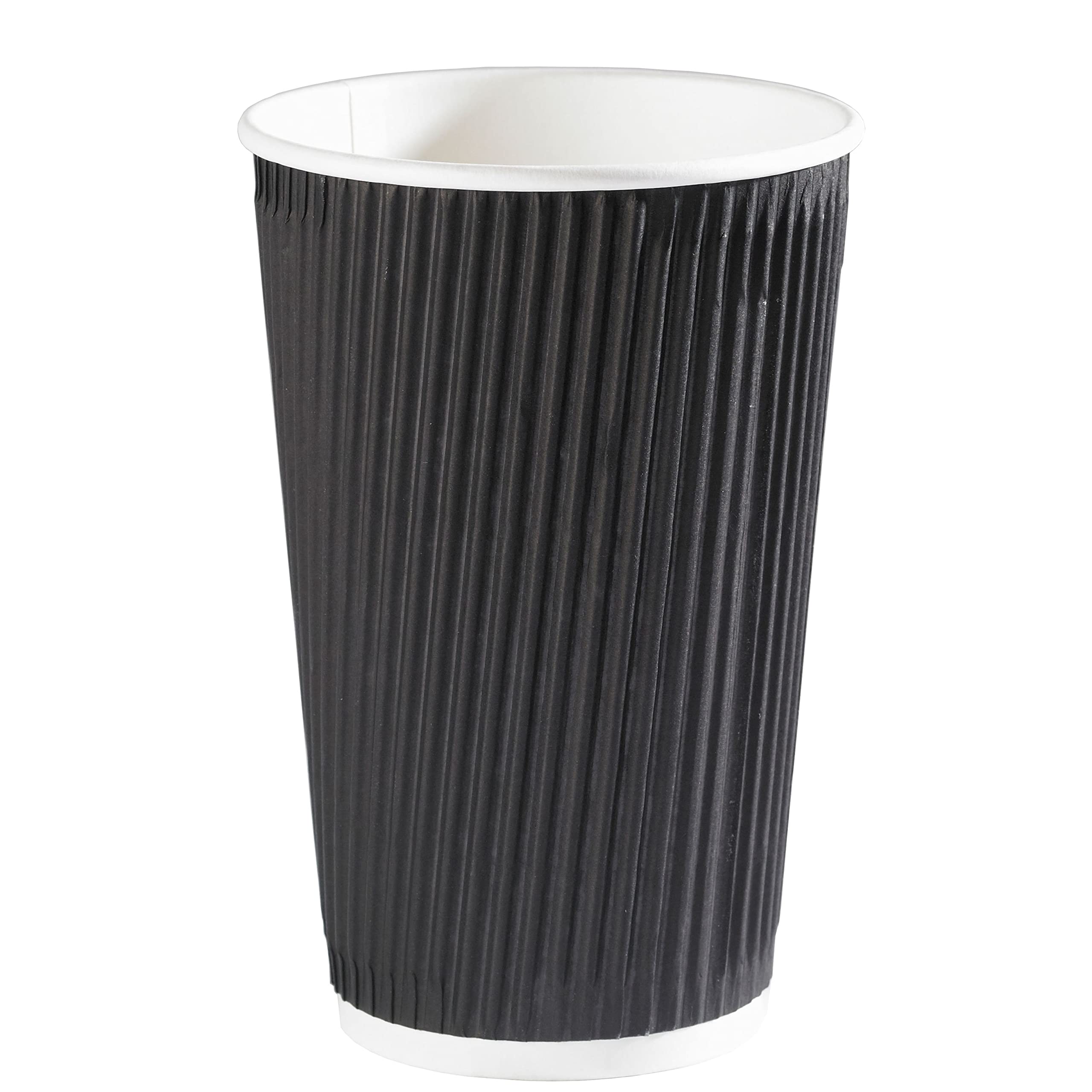 Deli Supplies 500 x Ripple Black Kraft Insulated 16oz Cup Coffee Tea Disposable Cups
