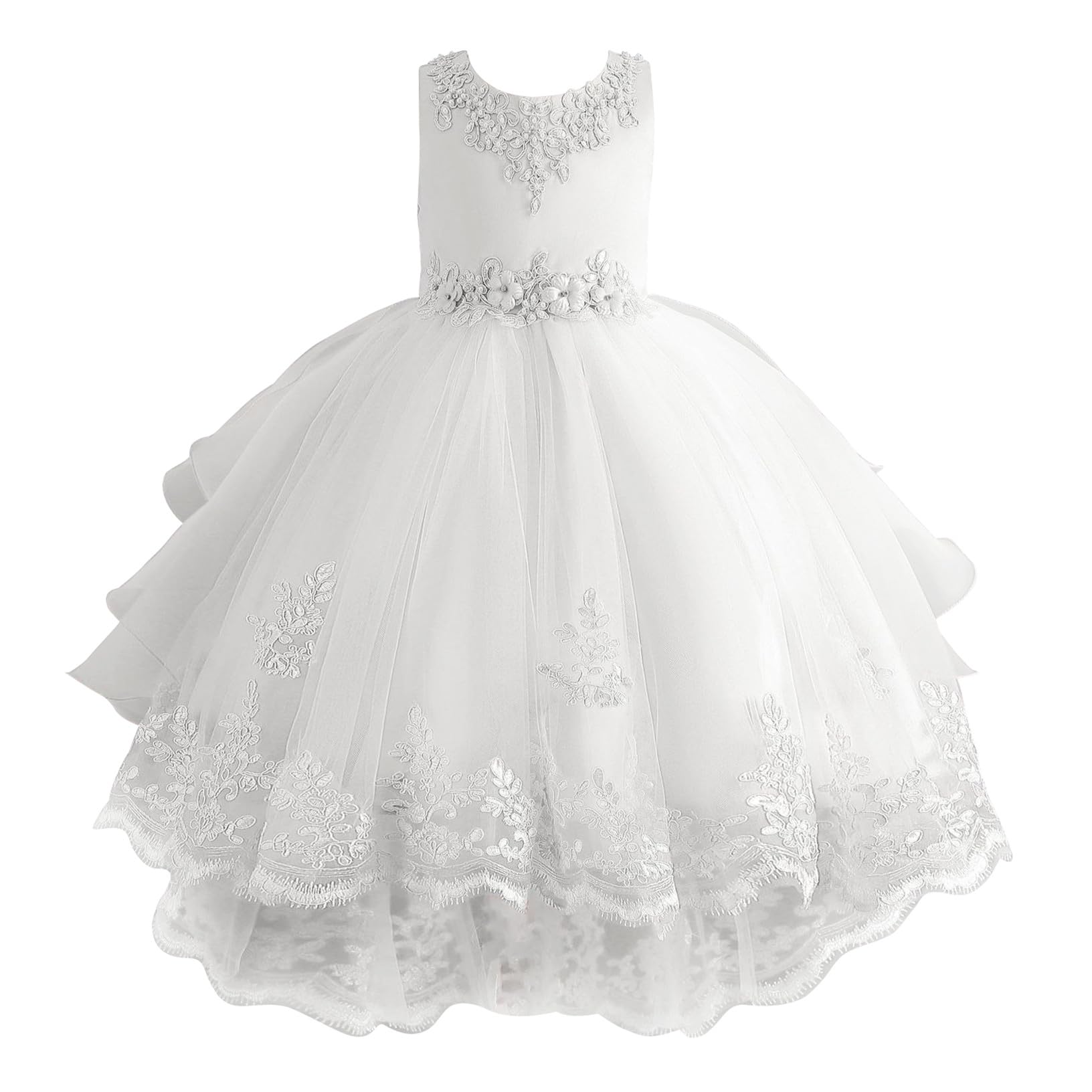 FStory&Winyee Mädchen Tüllkleid Kinder Tutu Rosa mit Stickerei Baby Outfits Dress up Set für Partys Geschenk Geburtstag Strand Blumenmädchen Kindergarten Weihnachten