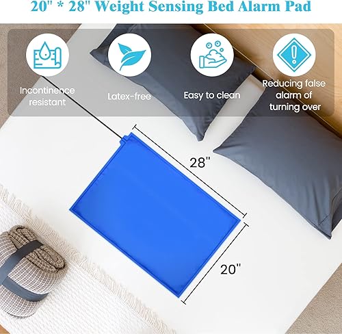 Miniatura 4 de briidea Alarmas de cama y prevención de caídas para ancianos con almohadilla de cama con detección de peso de 20 x 28 pulgadas (alarma inalámbrica