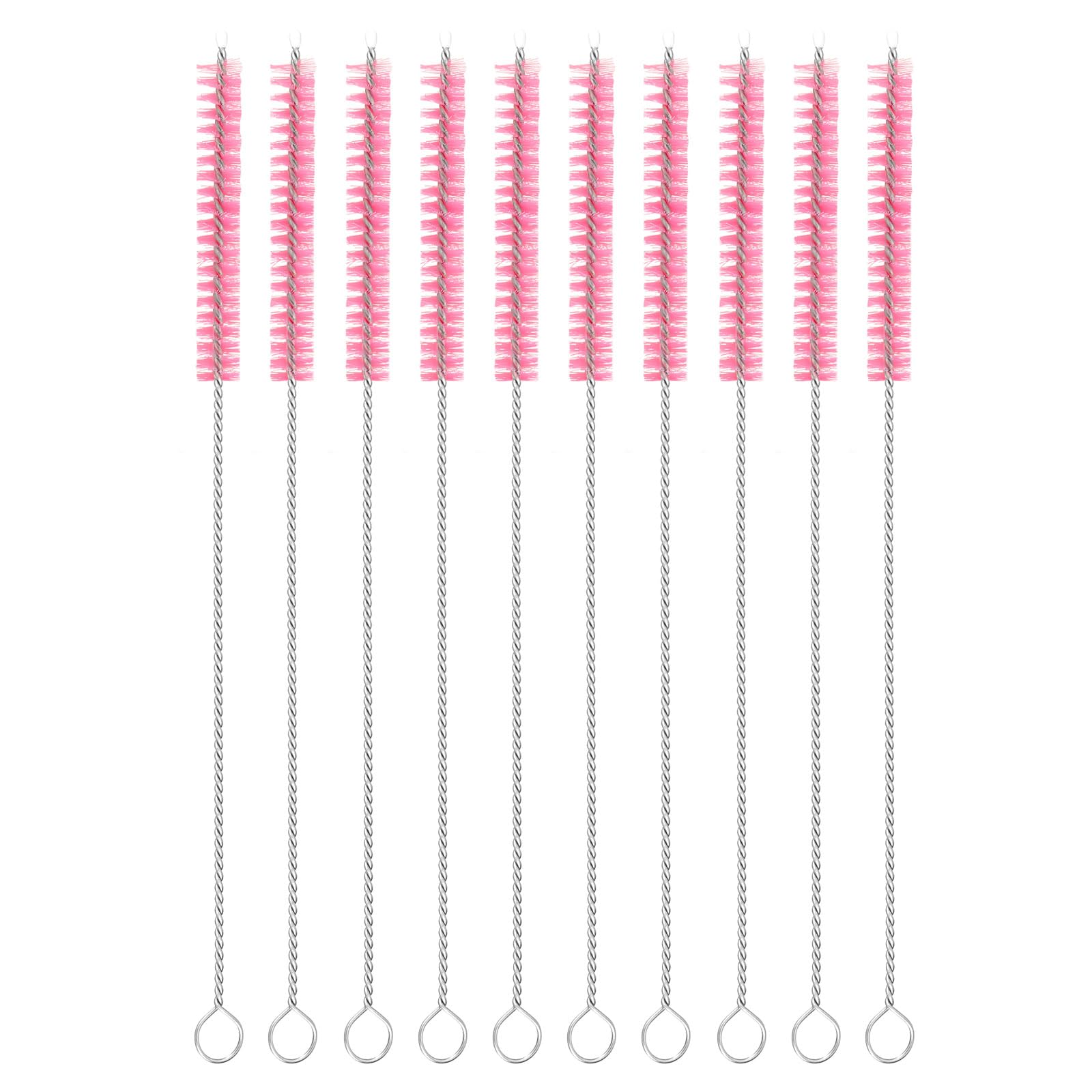 uxcell 10Pcs Drinking Straw Cleaning Brushes, 8" x 2/8" Nylon Bristles Long Straw Brush Pipe Cleaner for Washing Straws Pot Spout, Sippy Cup, Bottle