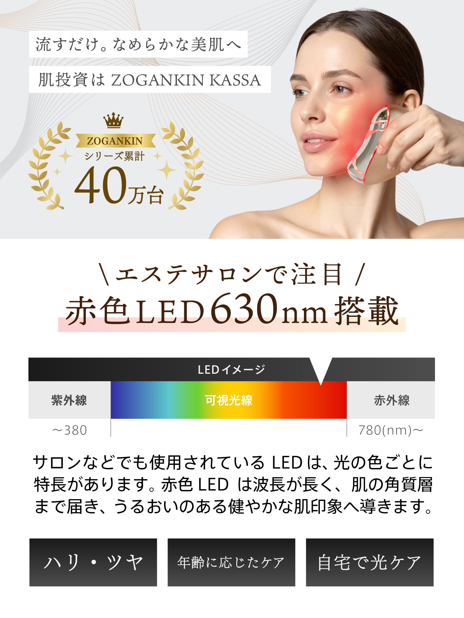 (ゾーガンキン) カッサ美顔器 リフトケア なめらか密着 赤色LED ボディケア Amazon.co.jp: ZŌGANKIN | ゾーガンキン カッサ 【EMS×EP×温熱】美顔器