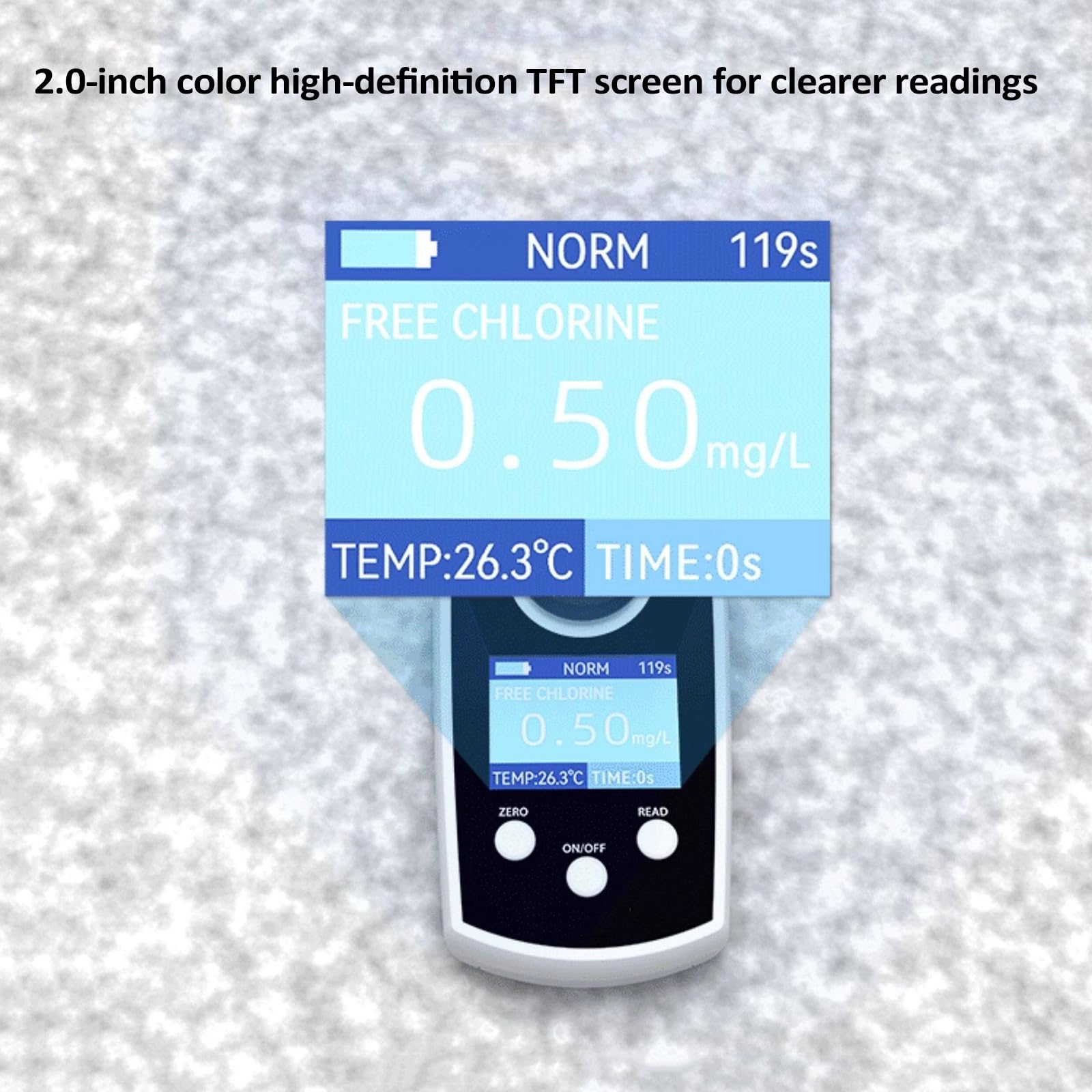 Tester di cloro residuo portatile, Analizzatore digitale della qualità dell'acqua, misura il contenuto di cloro in acqua, Metodo fotometrico DPD, 0-10mg/L, test di qualità dell'acqua affidabile