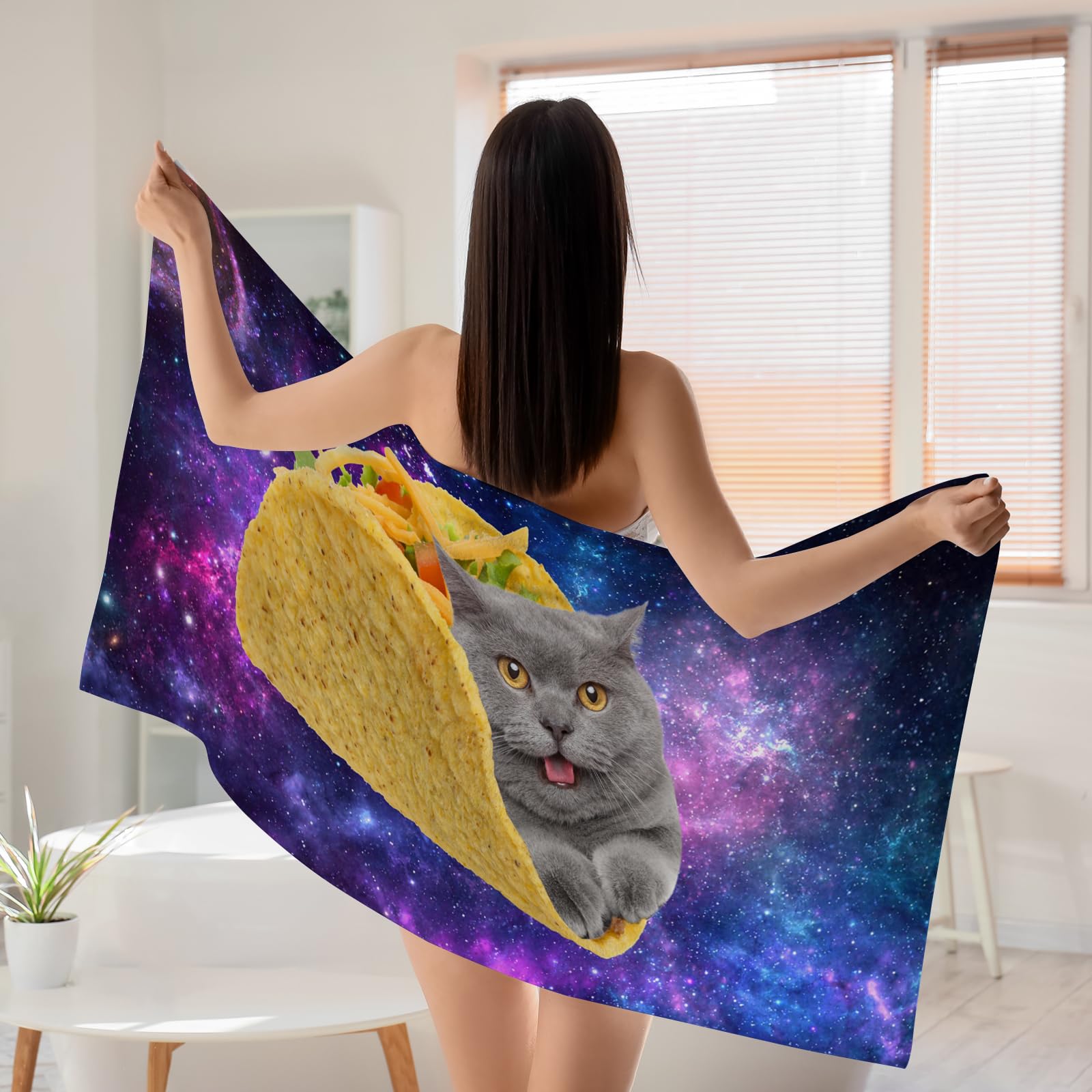 WZOMT Cute Cat Beach Towel - Microfiber, Quick-Dry, Sandproof Oversized Towel 32x52 Inches - View #11
