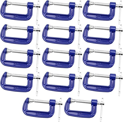 NINGWAAN - Paquete de 14 abrazaderas C pequeñas de 2 pulgadas, abrazaderas C de hierro fundido con barra en T deslizante, abrazaderas Mini G para