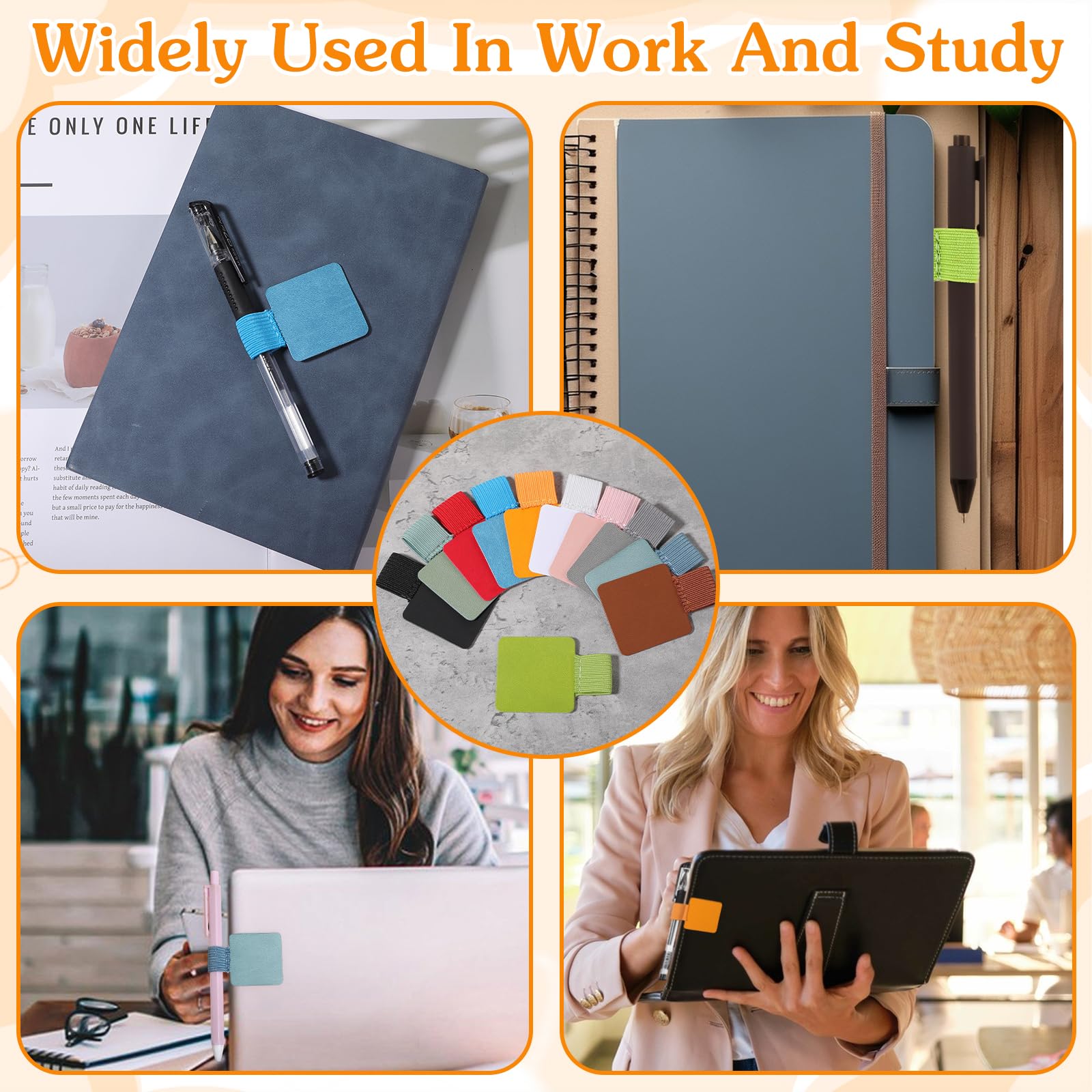 12 szt., samoprzylepny skórzany uchwyt na ołówki z elastyczną pętelką, do notebooków, pamiętników, kalendarzy, planerów, etui na tablet, biblia, 11 kolorów