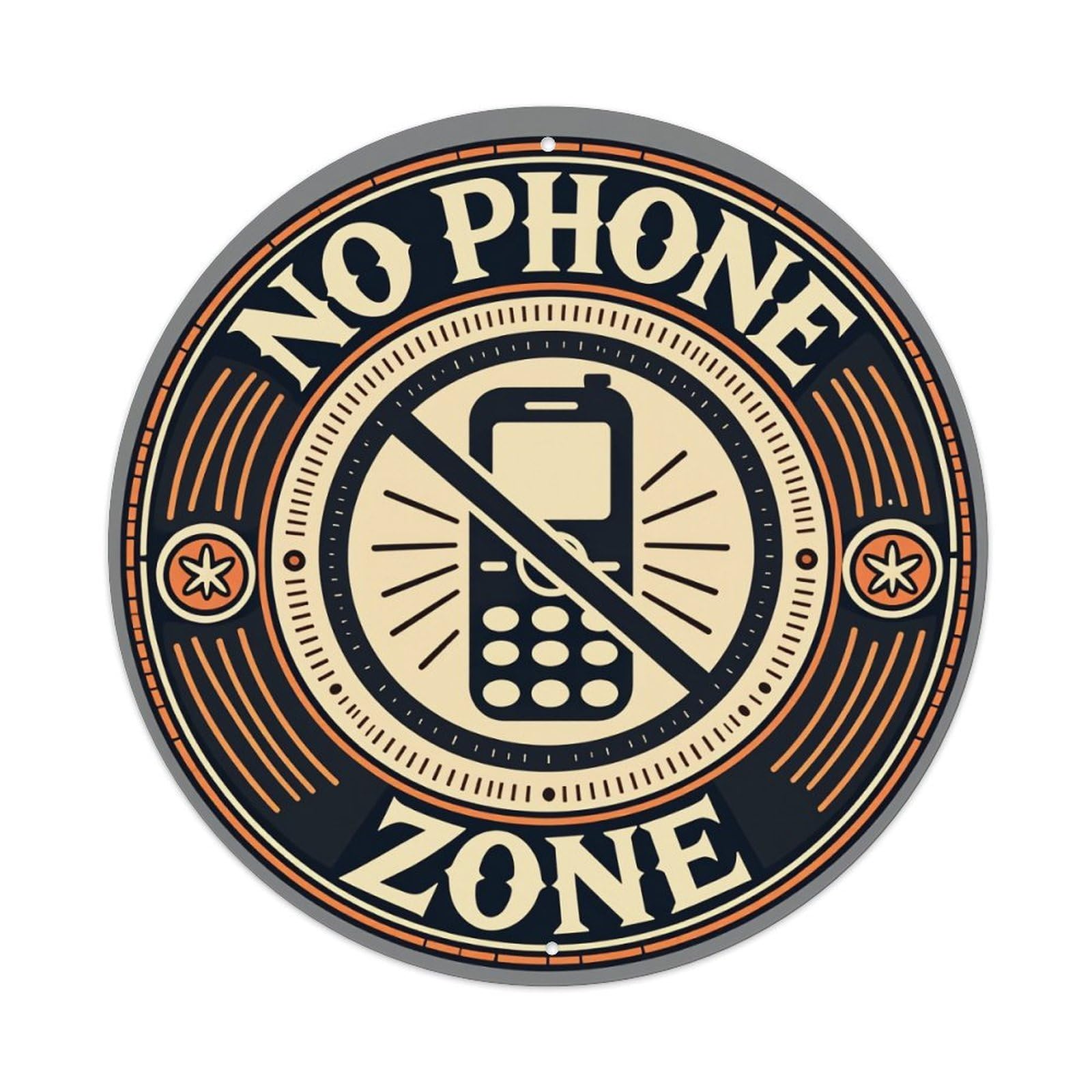 No Phone Zone Sign Pattern Metal Tin Sign Vintage Garden Bedroom Cafe Bar Man Cave Home Wall Decor Metal Poster 8x8 inches