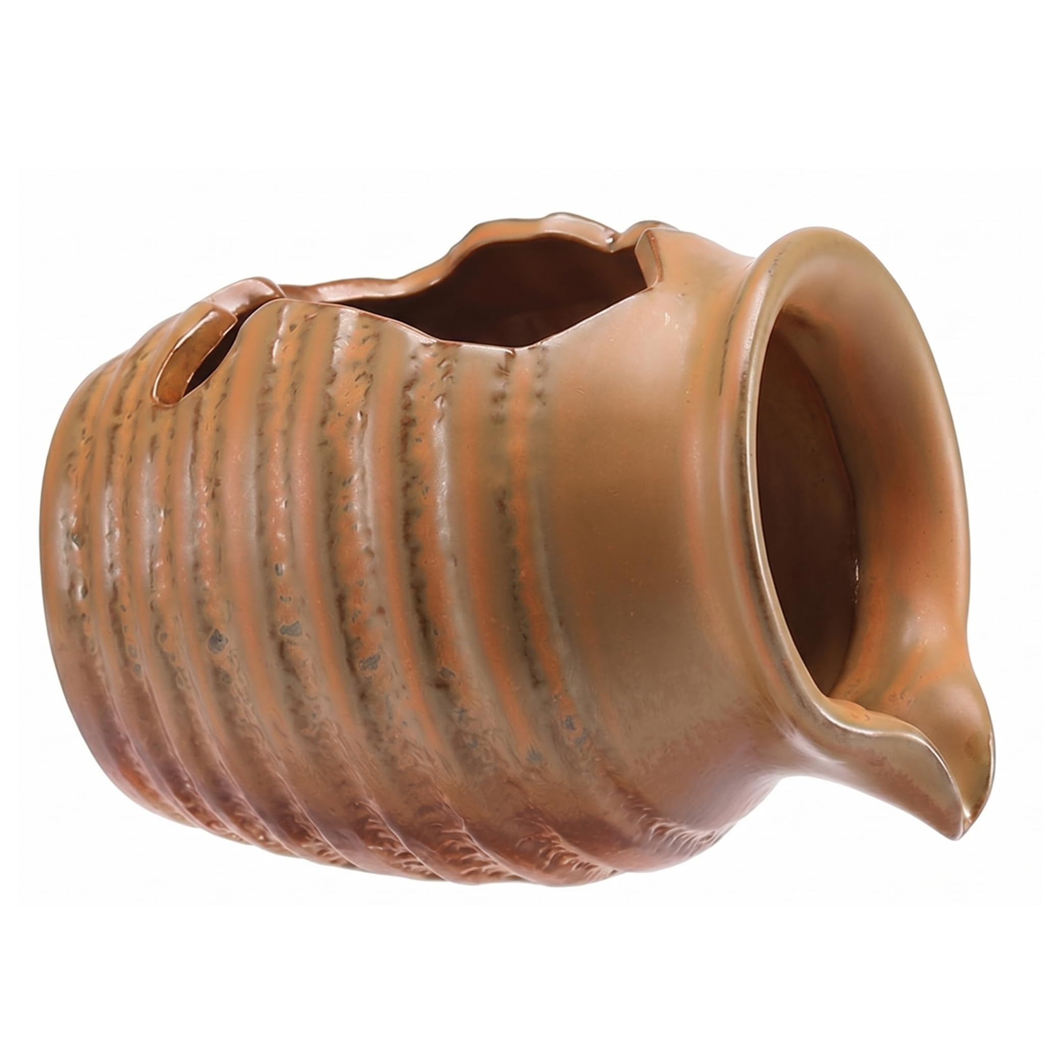 Ameble Small Light Brown Handmade Ceramic Fountain Spitter Pond Spitter for Small Ponds Indoor Water Feature No Pump - Light Brown