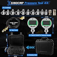 Vista 2 de SINOCMP Kit de manómetro digital con mangueras de prueba, kit de prueba de presión de agua de gas hidráulico con juego de retroiluminación