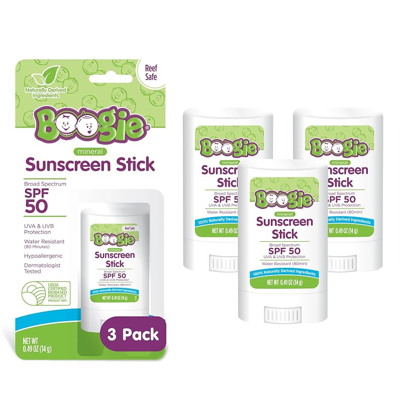 Boogie Protetor Solar Mineral Infantil em Bastão FPS 50, 14 g, Pacote com 3