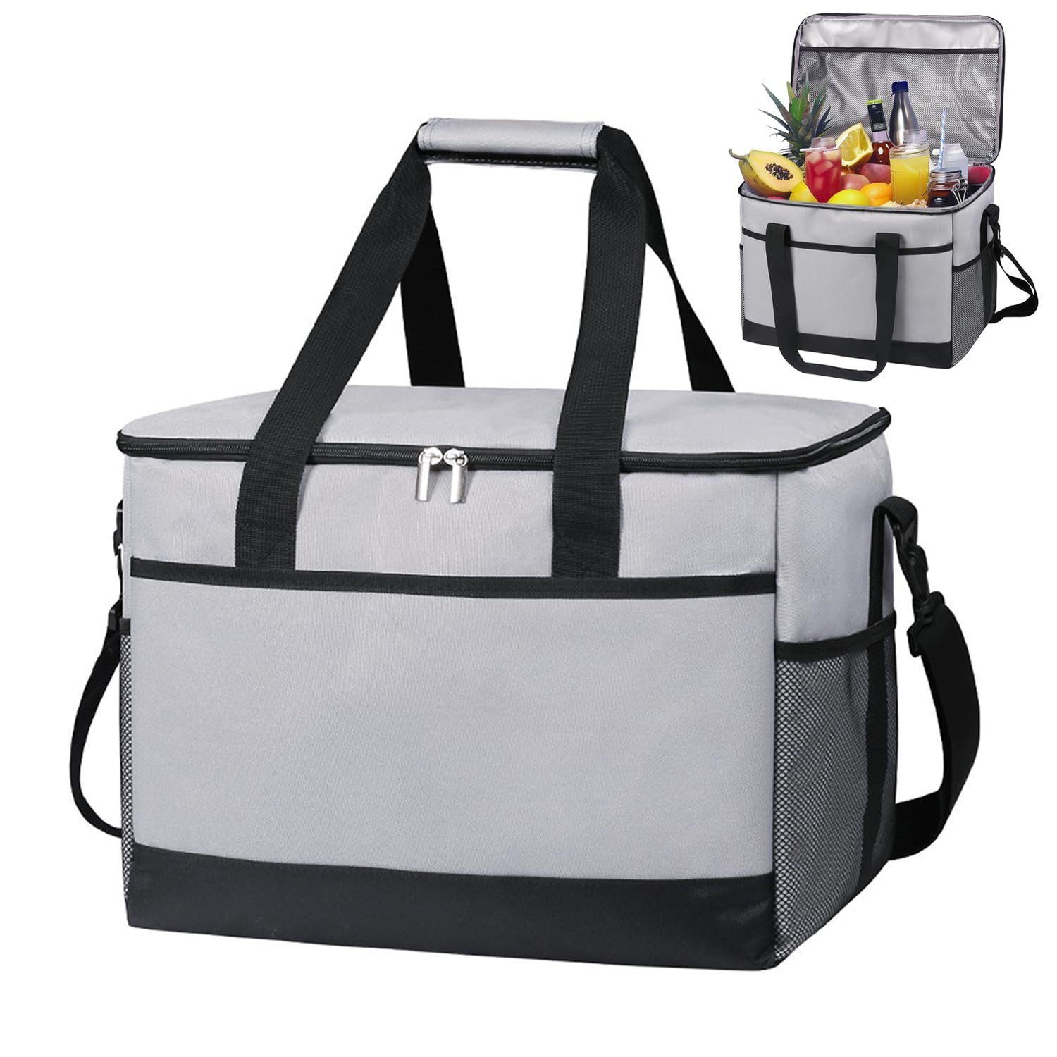 YAOSEN Sac à glace portable thermique de grande capacité pour pique-nique, camping, barbecue, activités familiales en plein air Gris 35 l