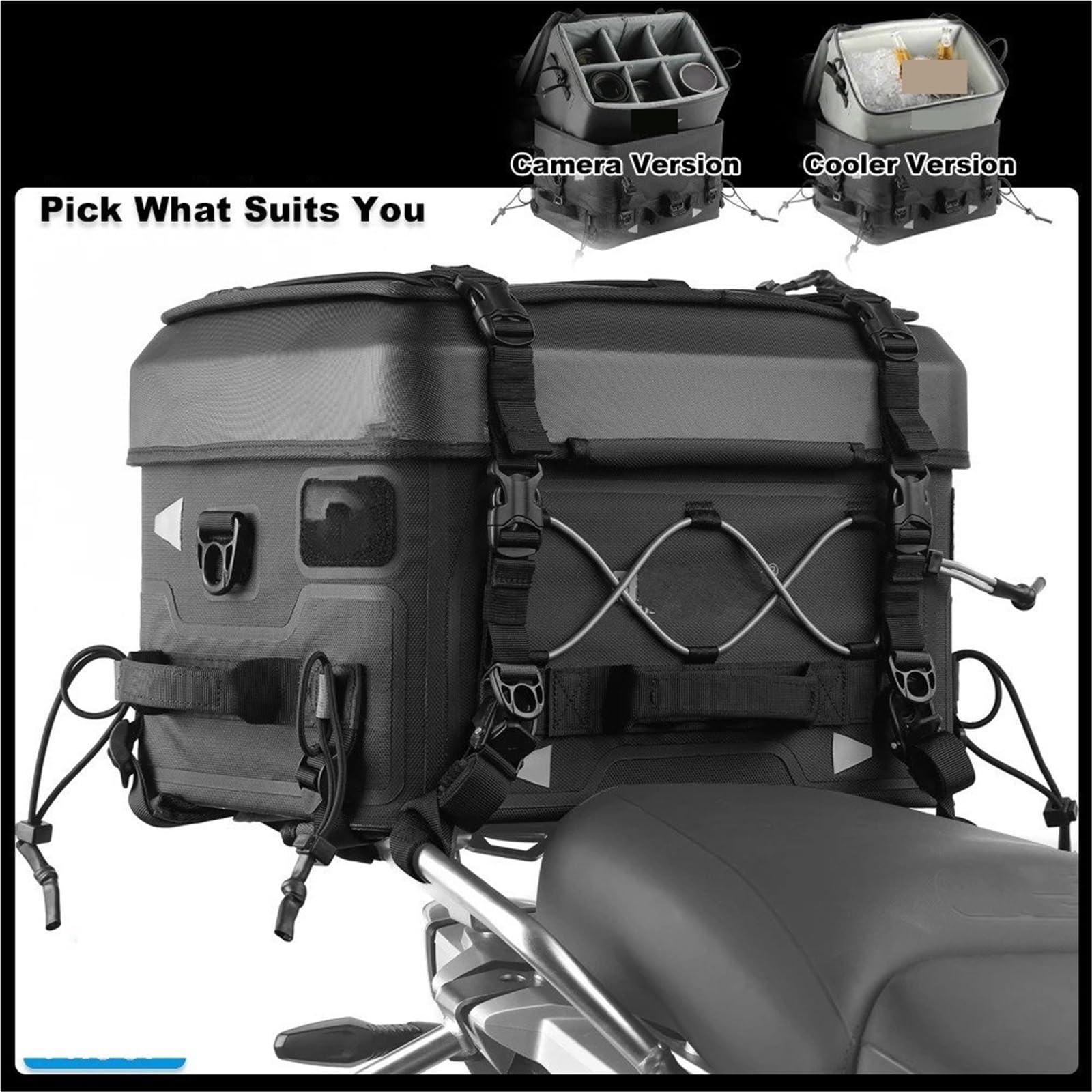 Borsa Moto Borsa Coda Moto Fotocamera Impermeabile 36 Litri O Versione Più Fresca Zaino Guscio Rigido Sedile Posteriore Serie Fortress Selle Moto Bagagli(Cooler Version Bag)