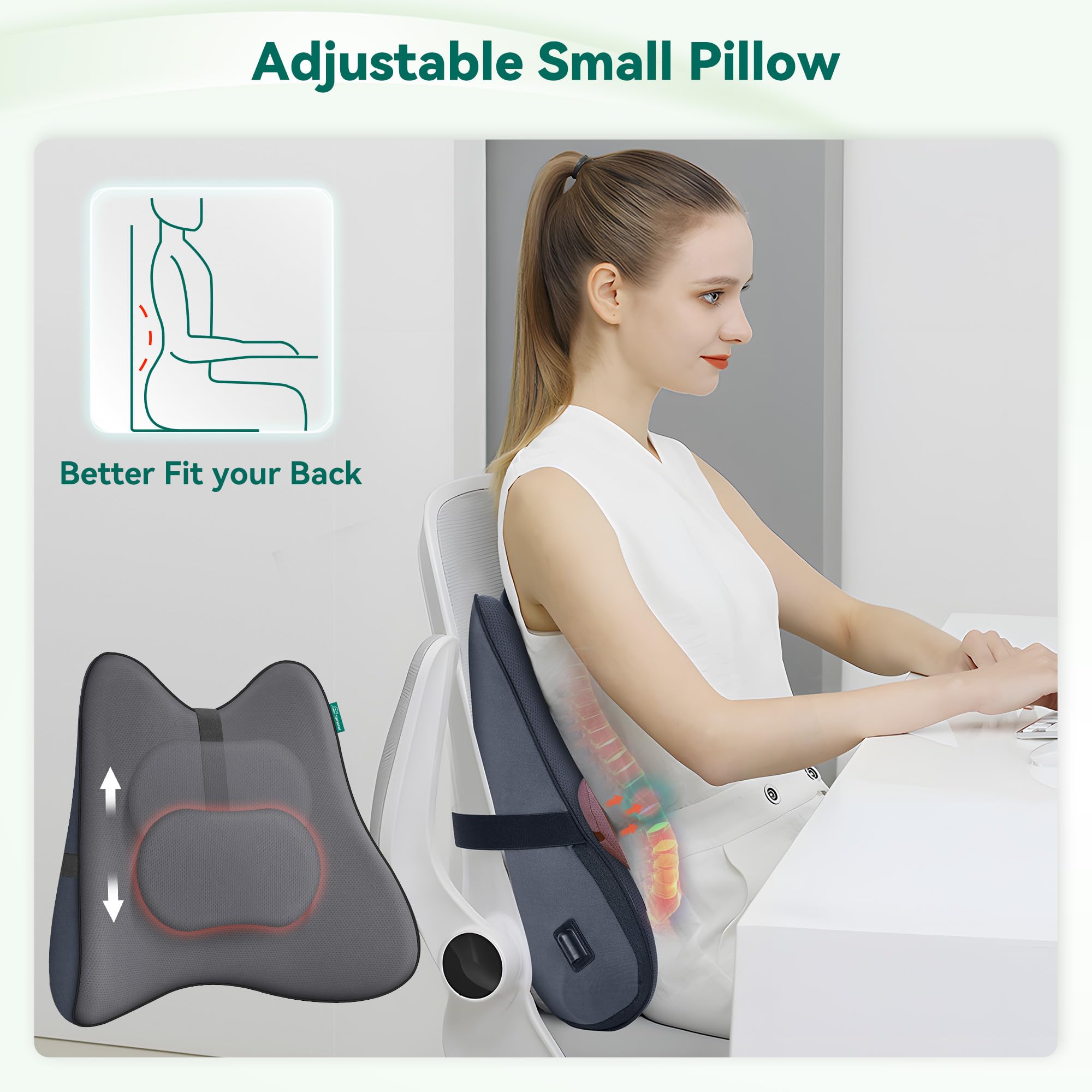 Snailax Shiatsu-Massagegerät für Rücken, Nacken und Schultern, Memory Foam Design, 6D Kneten Tiefe Gewebeentlastung, Lendenwirbelstütze für Bürostühle, Geschenke für Männer und Frauen