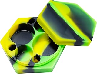 Vegcorn 110ml Silicone Wax Concentrate Container Multi-compartment Non-stick Jar (Green Black Yellow)